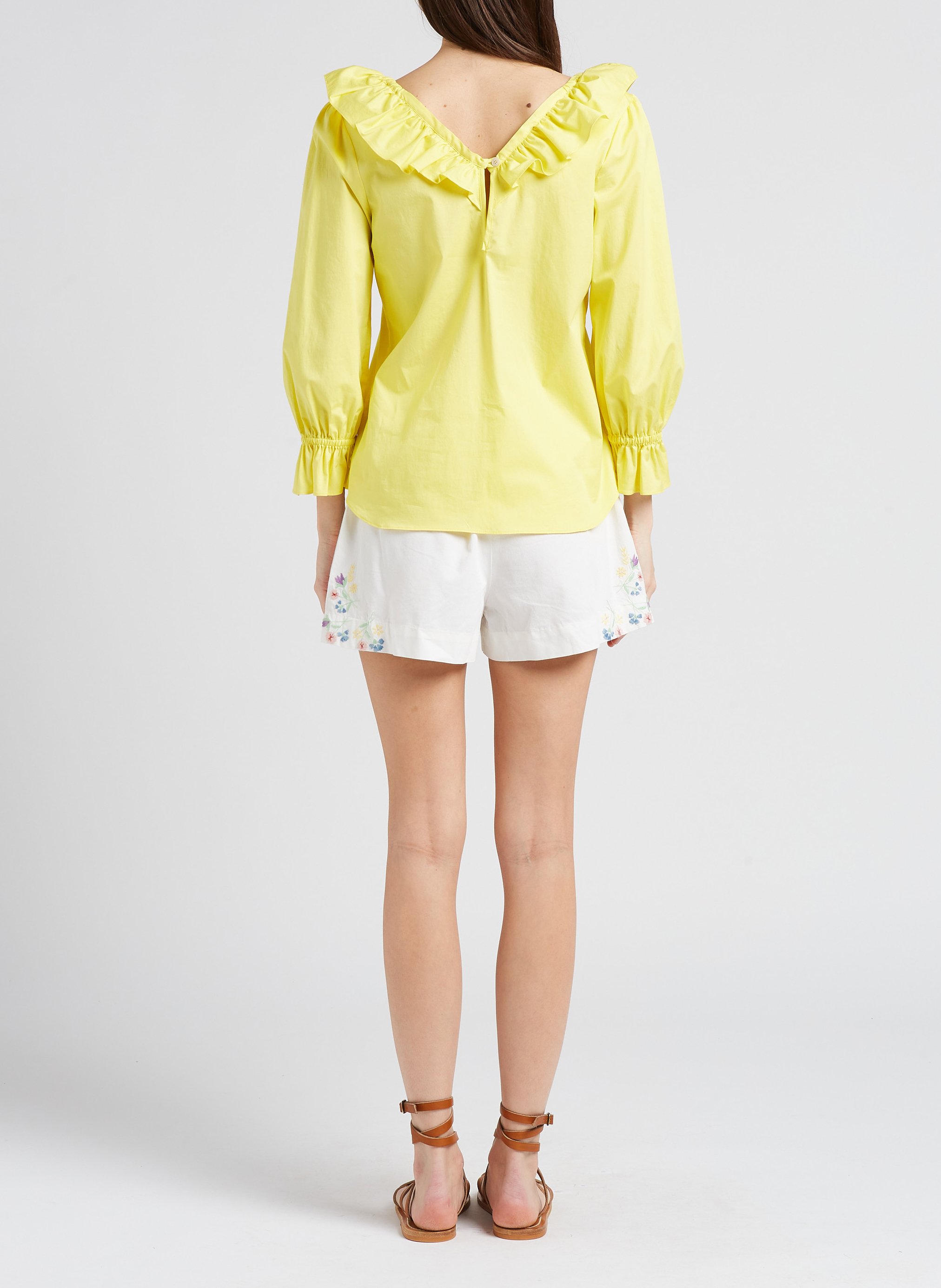 Embroidered cotton high-waisted shorts PAUL AND JOE White