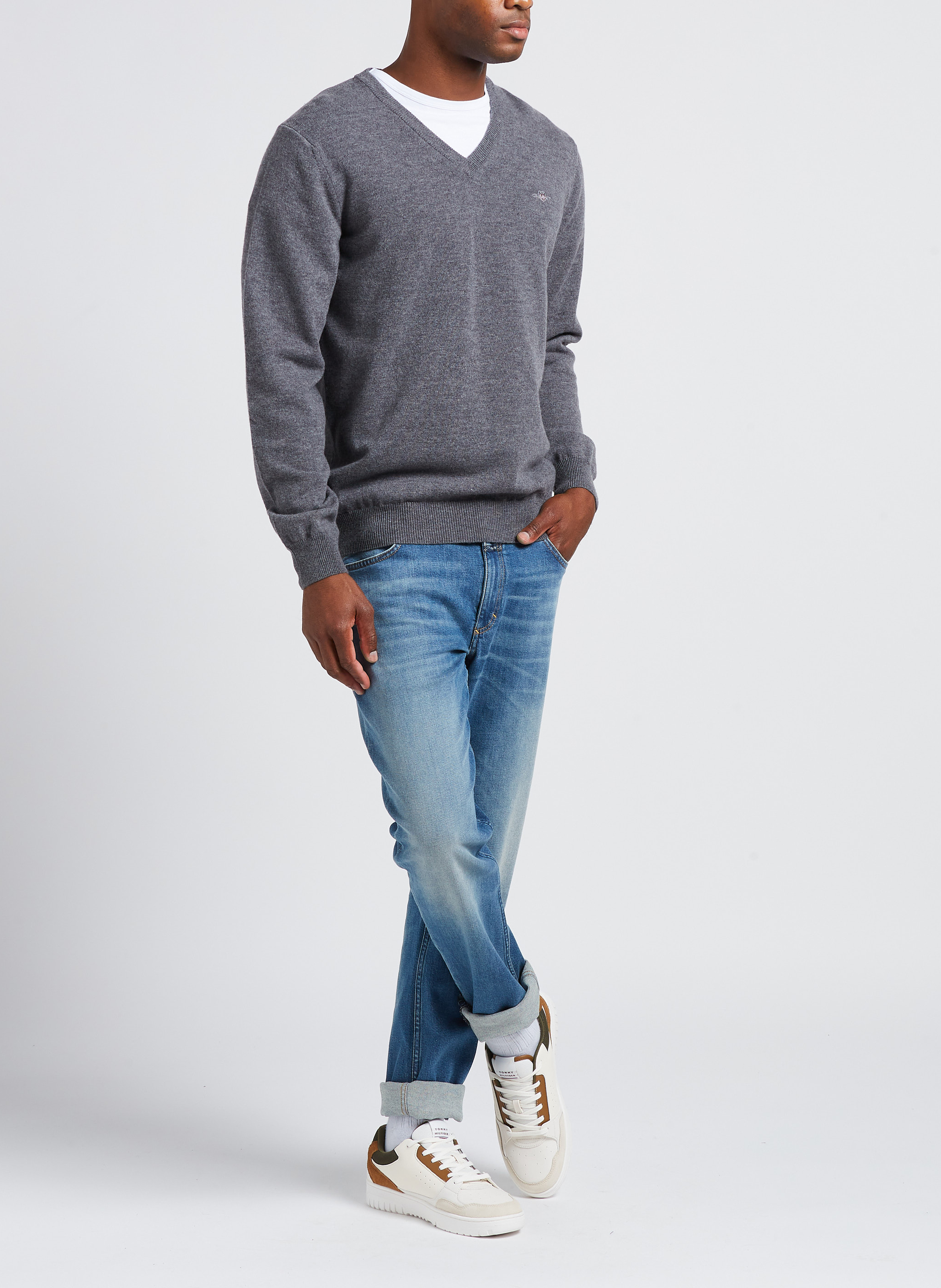 Wool V-neck sweater GANT Grey