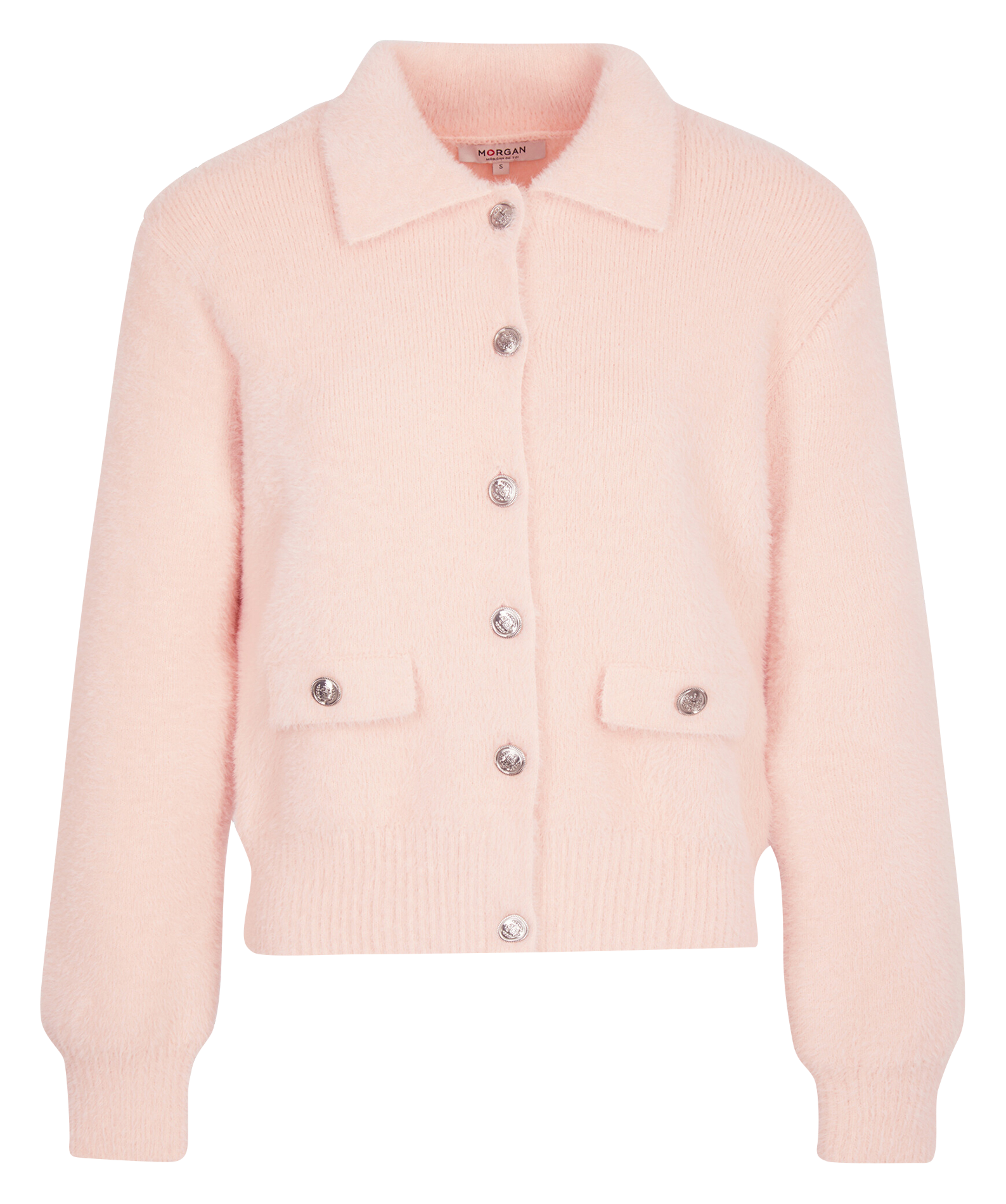 Gerader Knopfverschluss Cardigan uni MORGAN Rosa