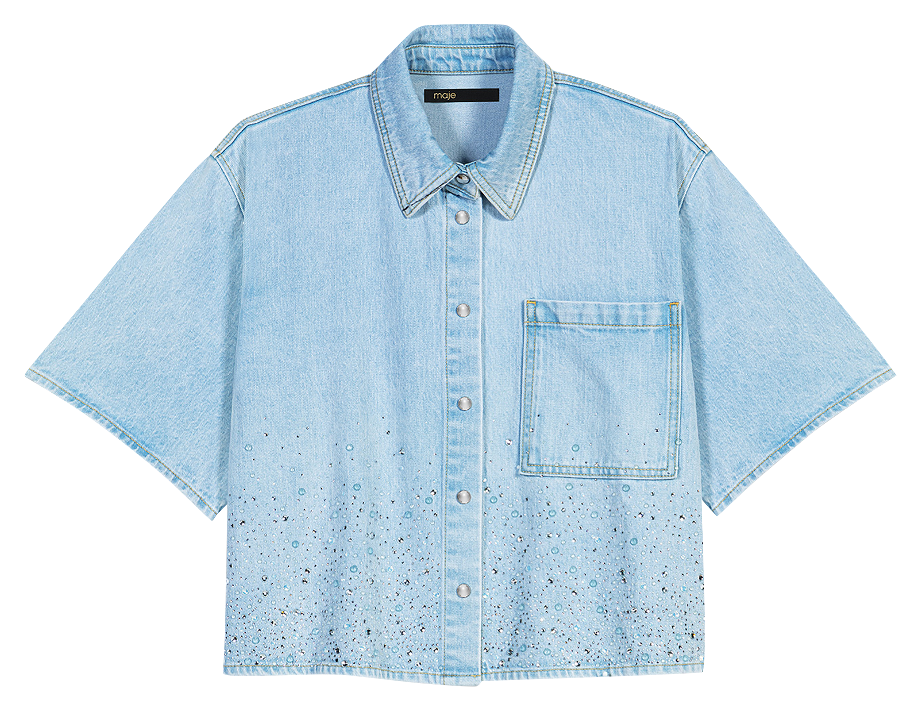 Rechte denim blouse van gemengd katoen MAJE Blauw