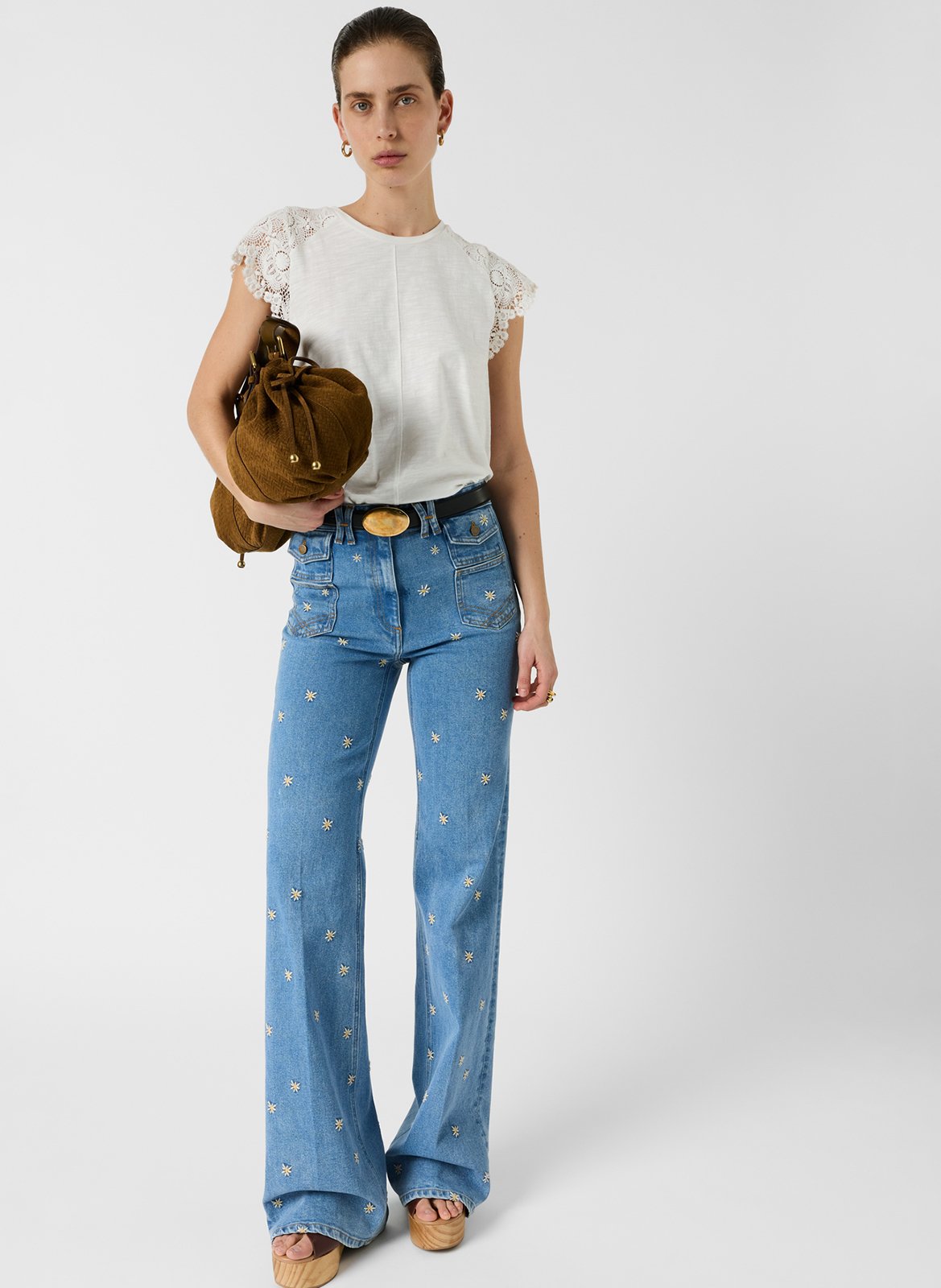 Gerade geschnittenes Rundhals-T-Shirt aus Baumwolle GERARD DAREL Weiss