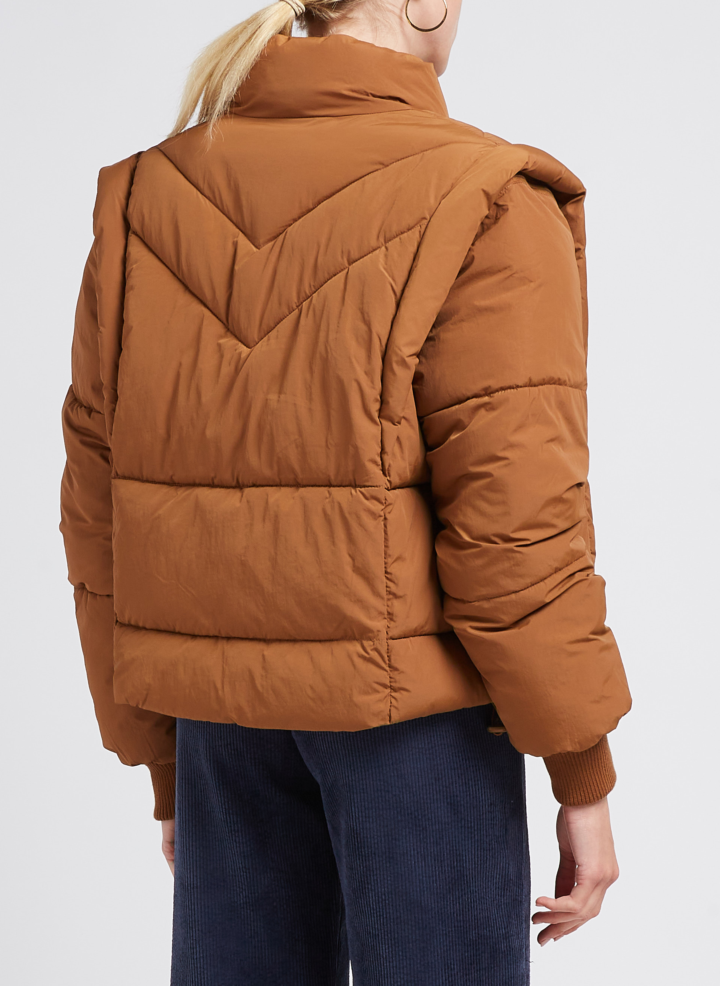 Doudoune col montant avec manches amovibles INDEE Marron