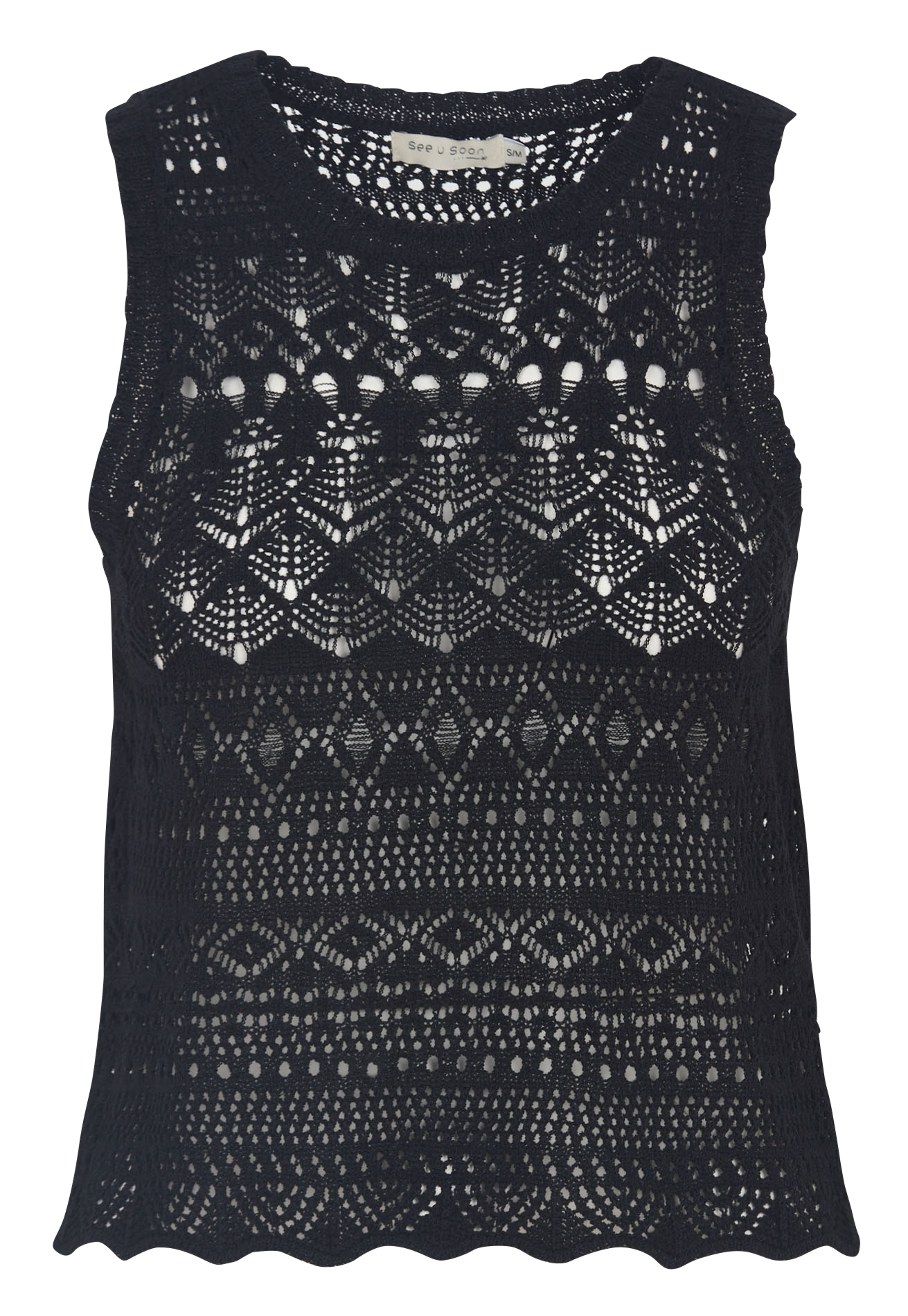 Top sans manches uni en crochet SEE U SOON Noir