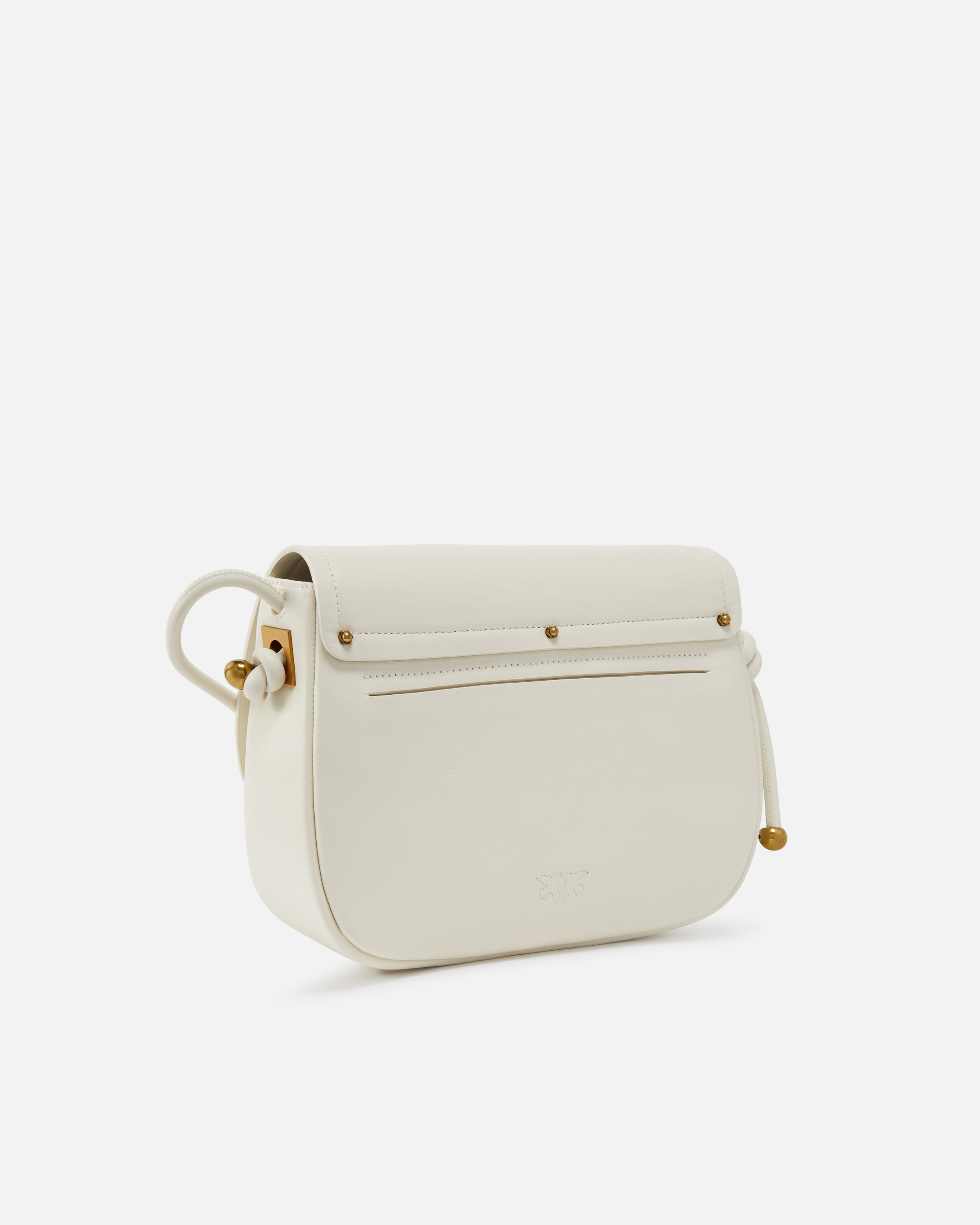 Large knotted leather shoulder bag PINKO White