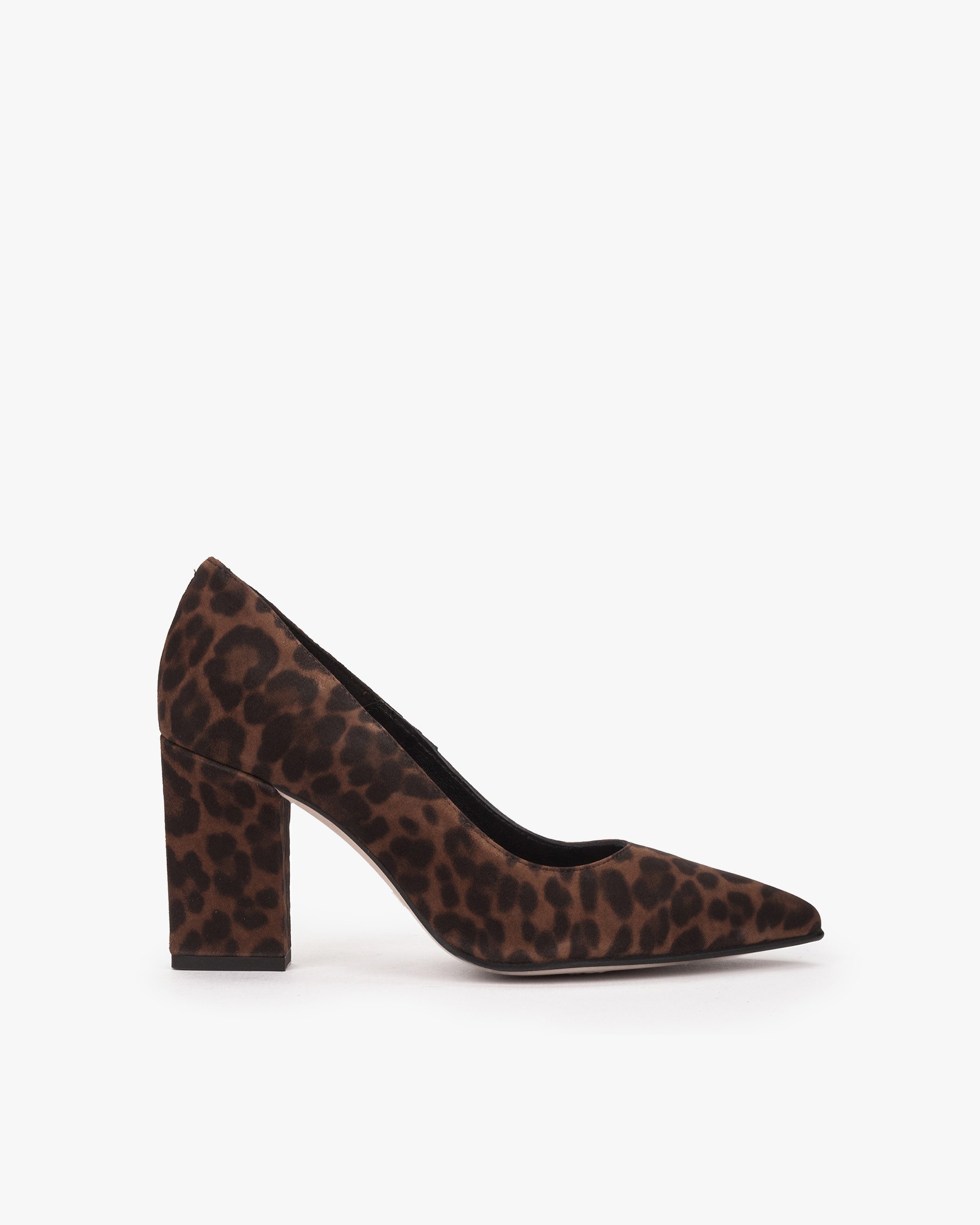 High heel suede shoes with leopard print. PEDRO MIRALLES Brown