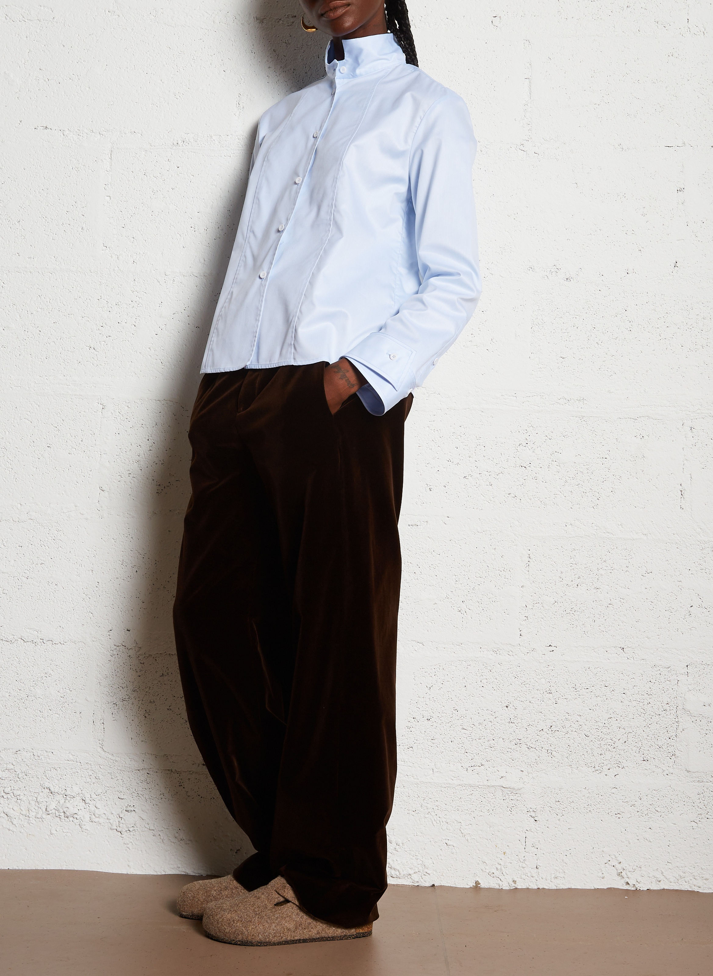 Chemise col classique en coton MARGAUX LONNBERG Bleu