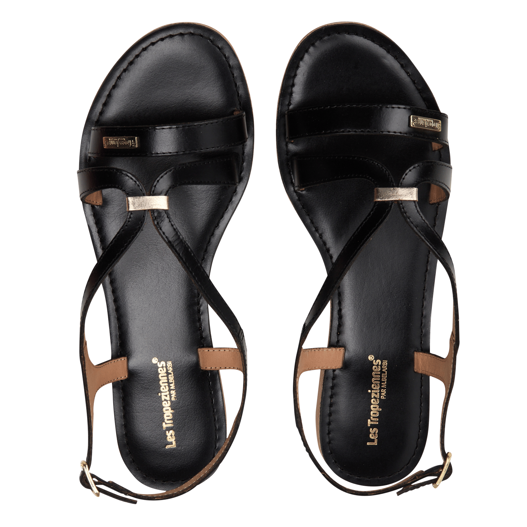 Sandales plates en cuir  LES TROPEZIENNES PAR M.BELARBI Noir