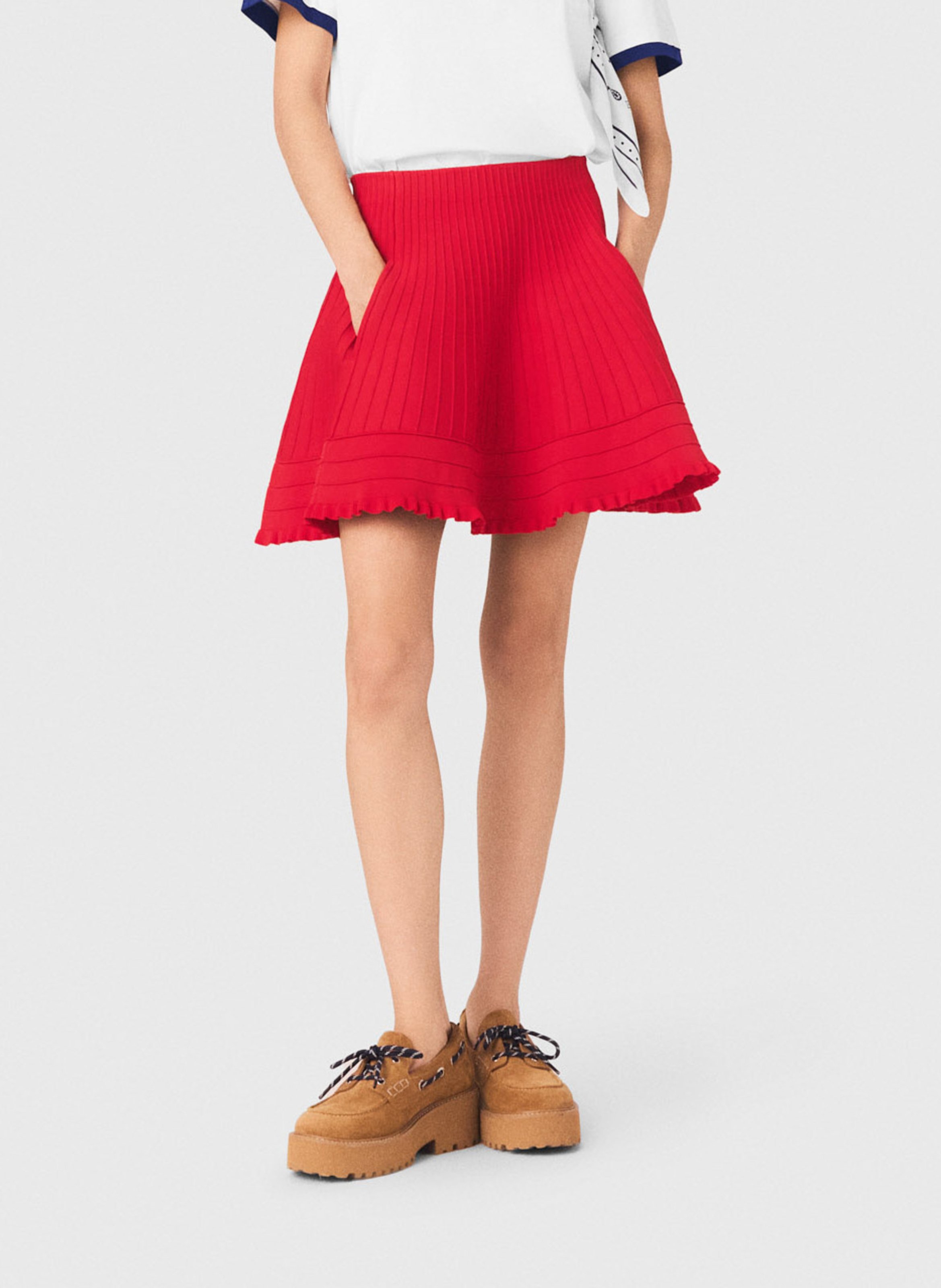 Korte uitlopende rok MAJE Rood