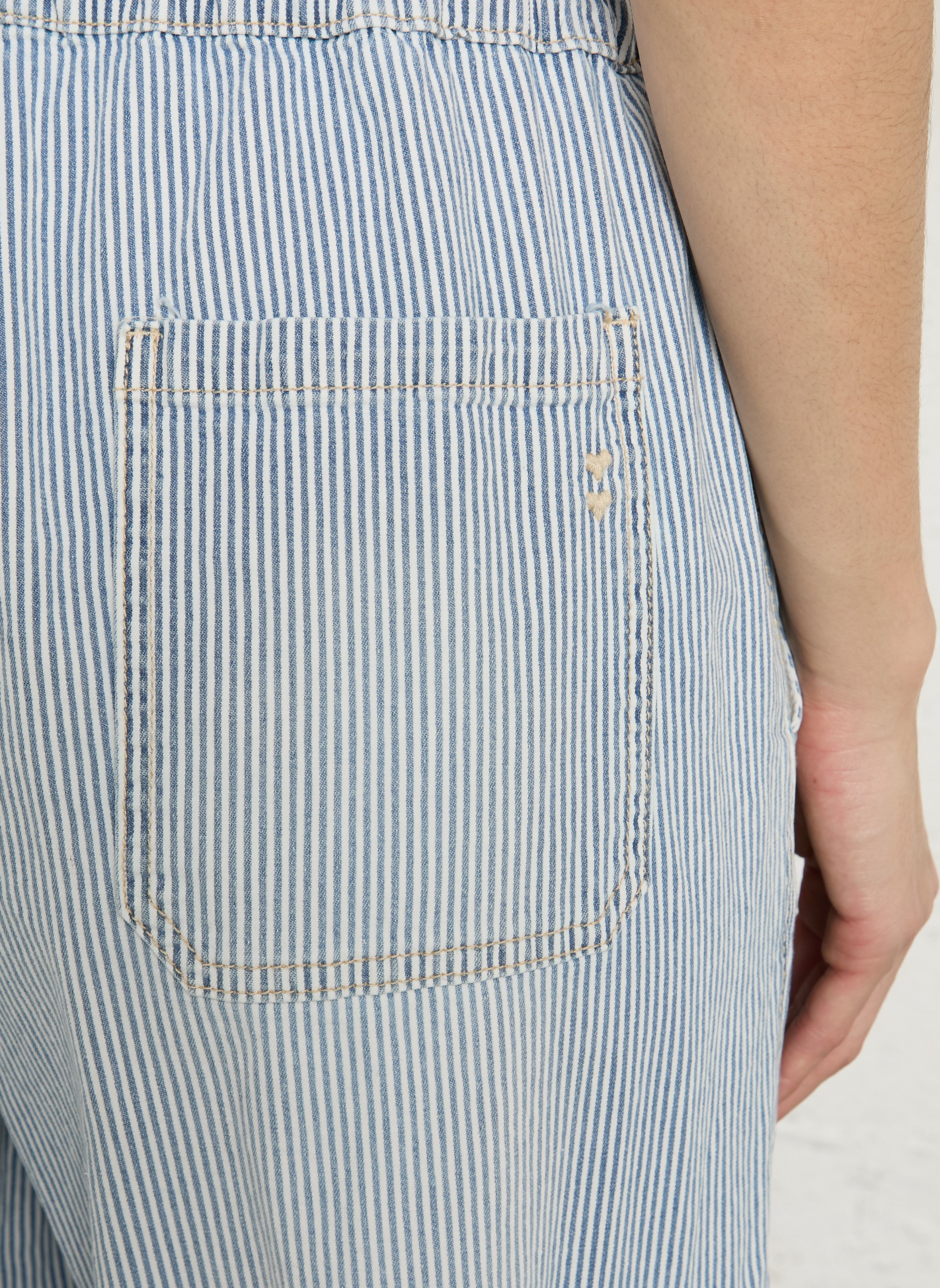 Wide cargo pants in striped mixed cotton PLEASE Blue