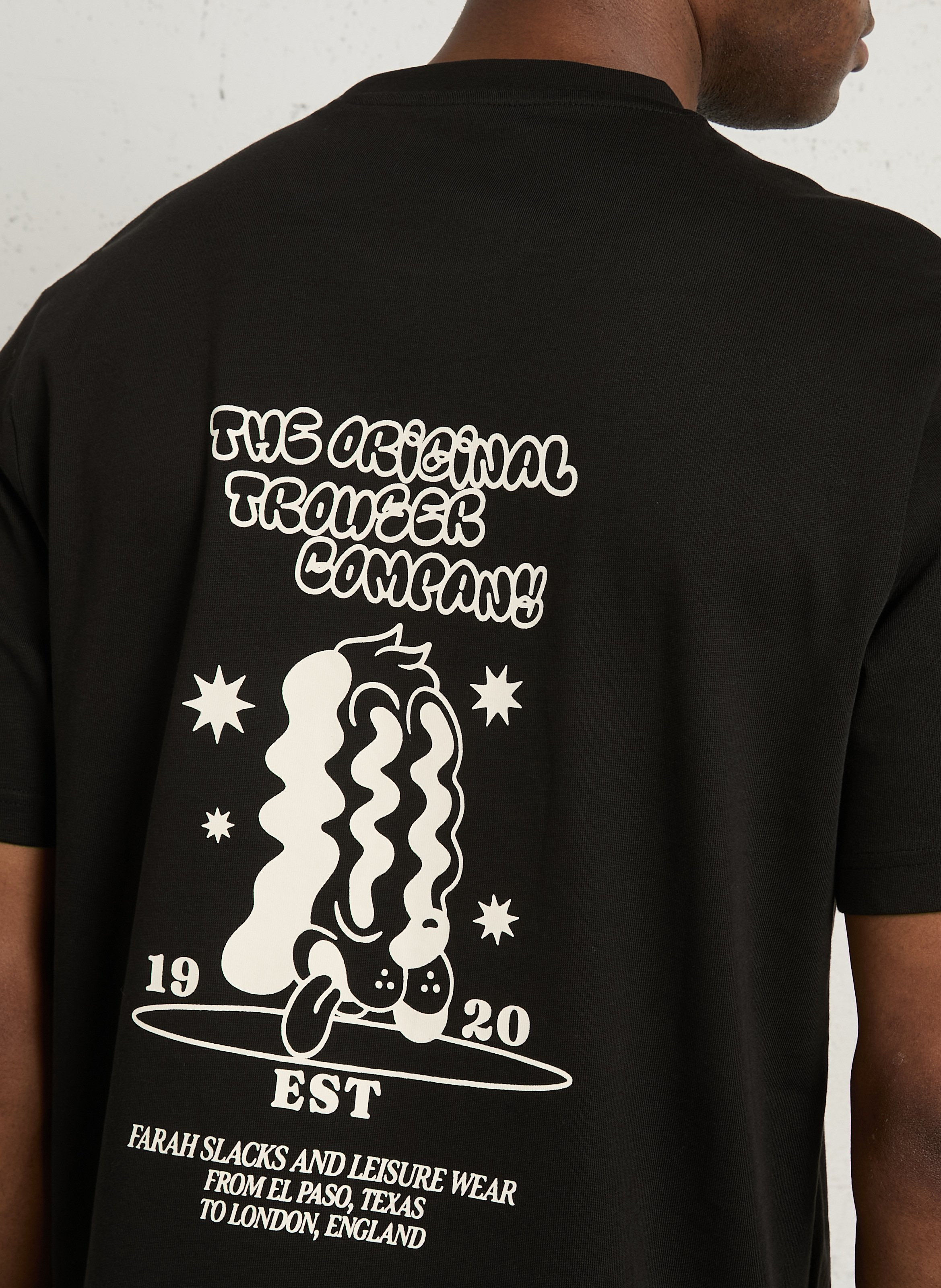 Tee-shirt droit col rond en coton bio FARAH Noir