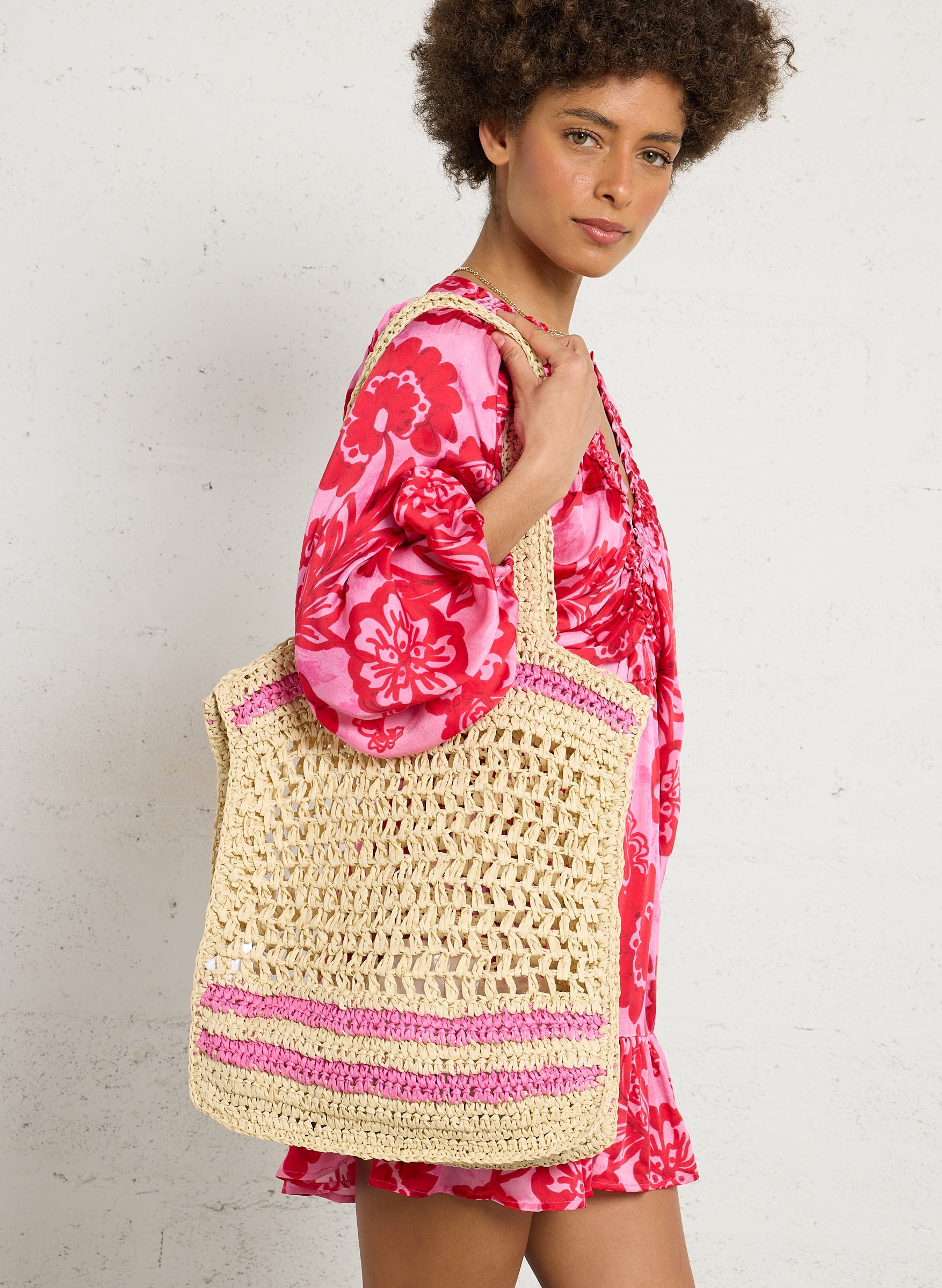 Woven basket AU PRINTEMPS PARIS Pink