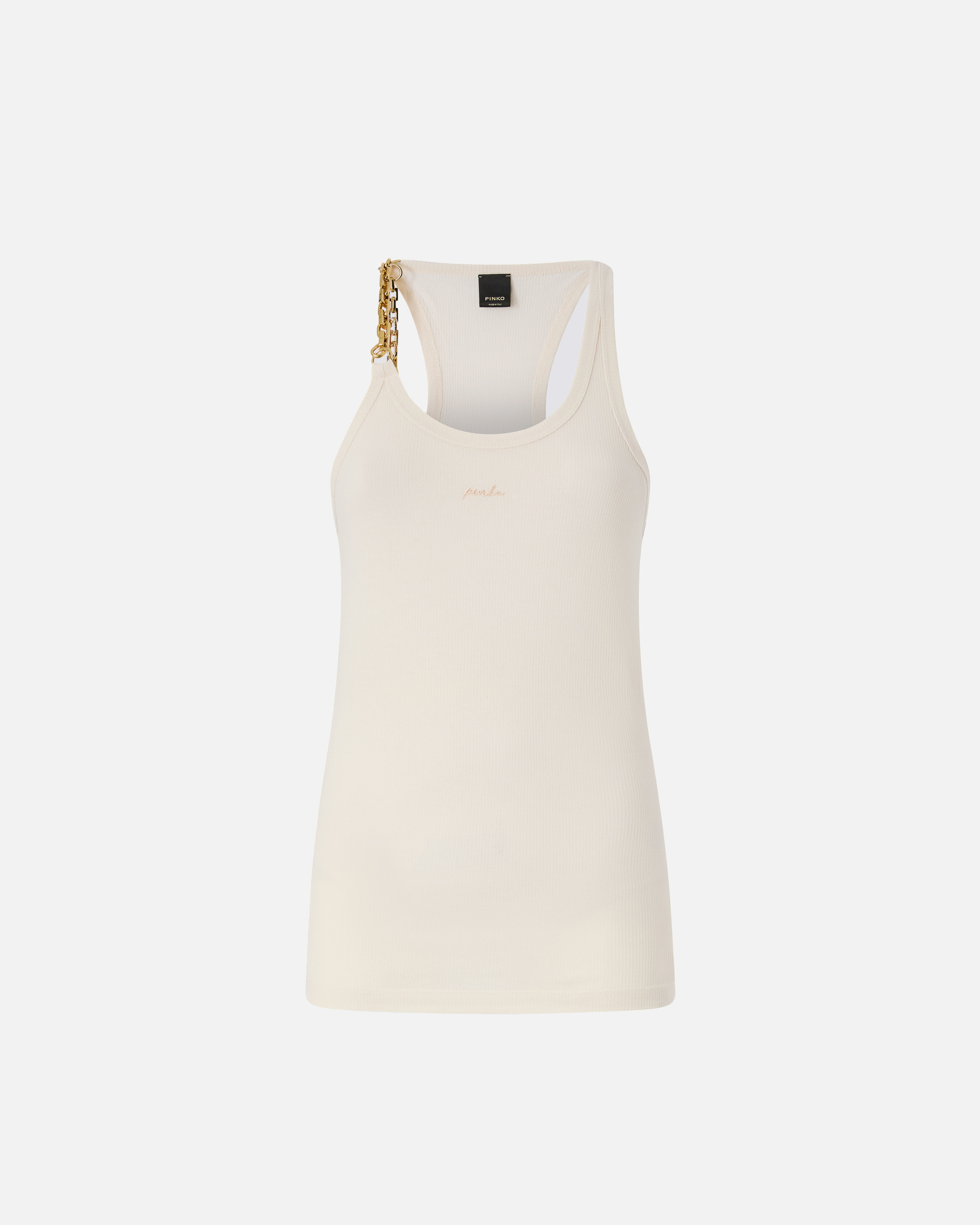 Sleeveless top with chain PINKO Beige