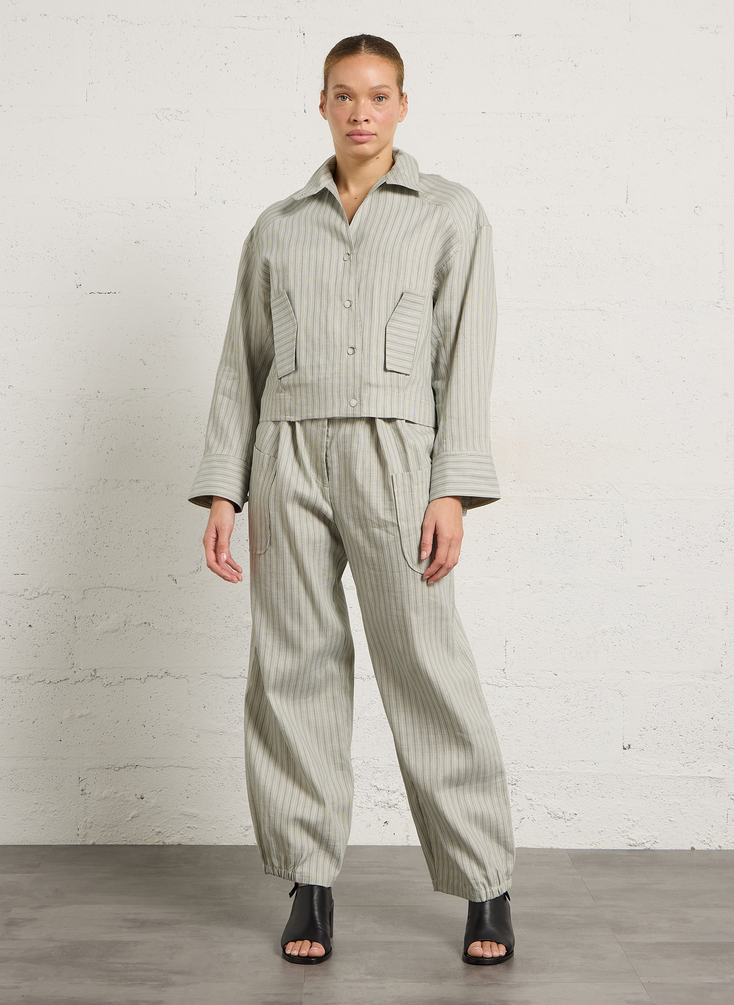 Fitted Striped Jacket MARGAUX LONNBERG Green