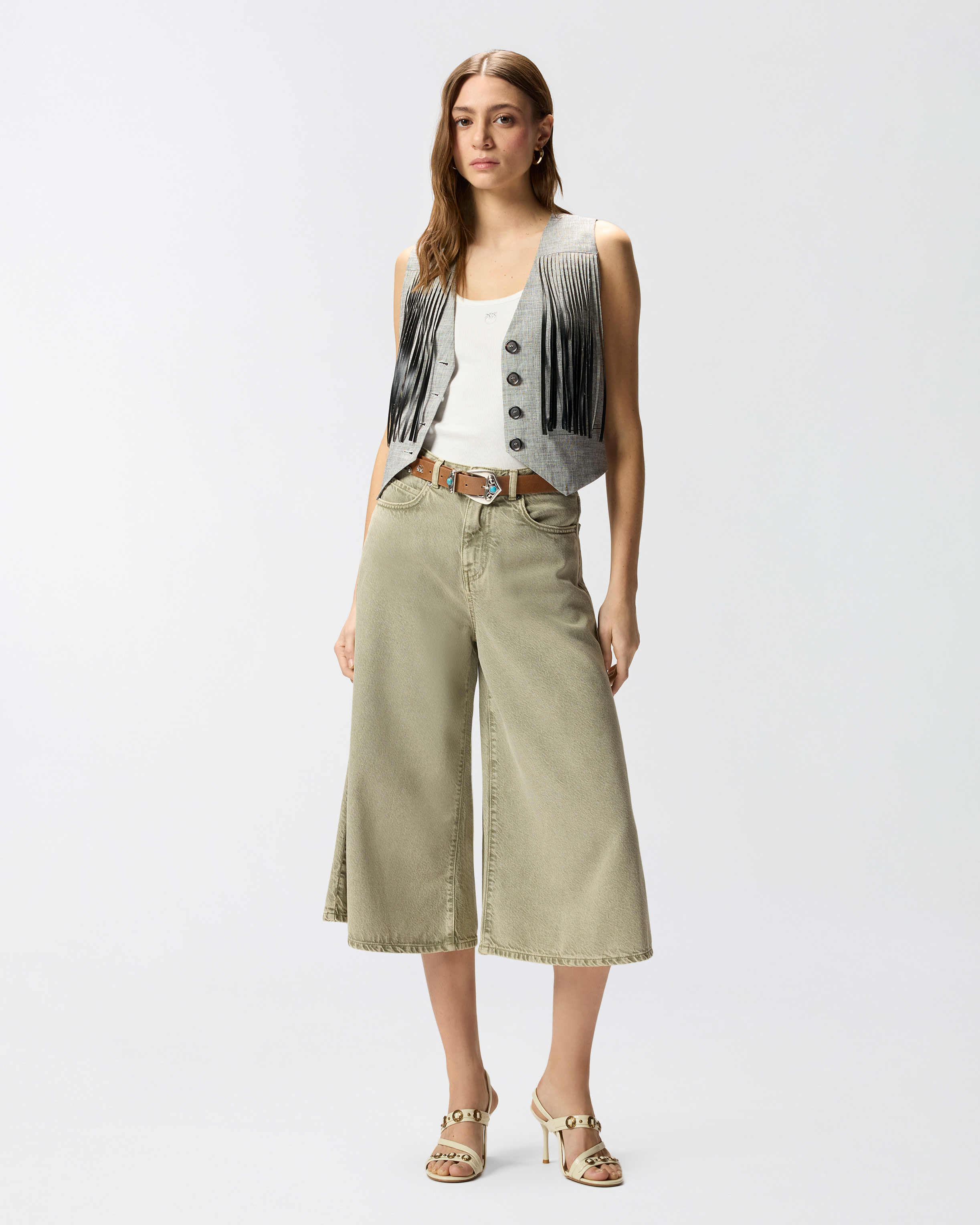 Long denim Bermuda shorts Green