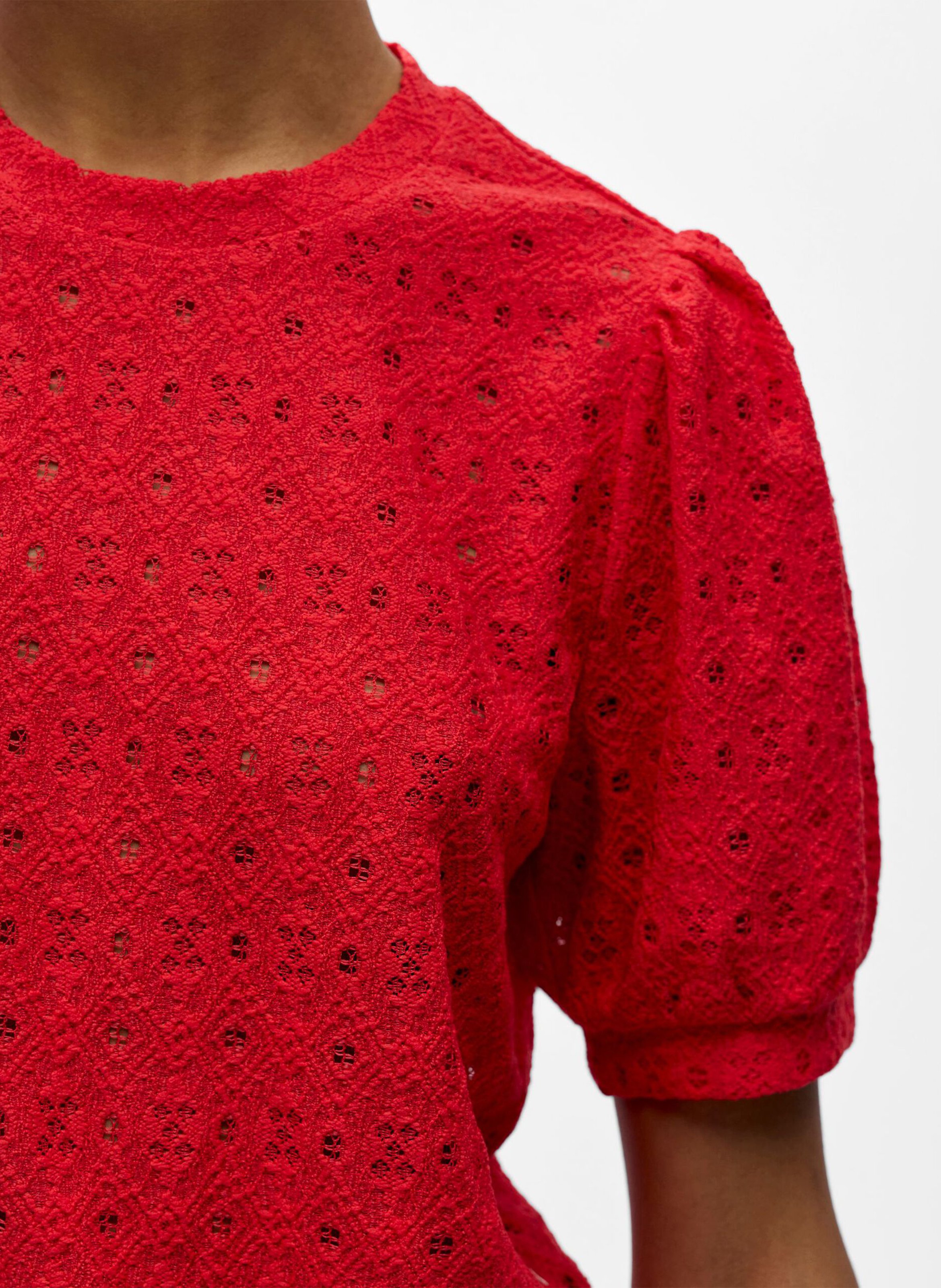 Gerade geschnittenes Spitzentop OBJECT Rot