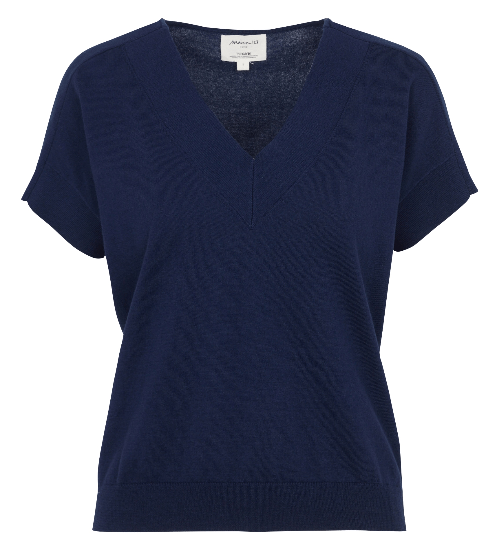Top oversize col V en coton MAISON 123 Violet