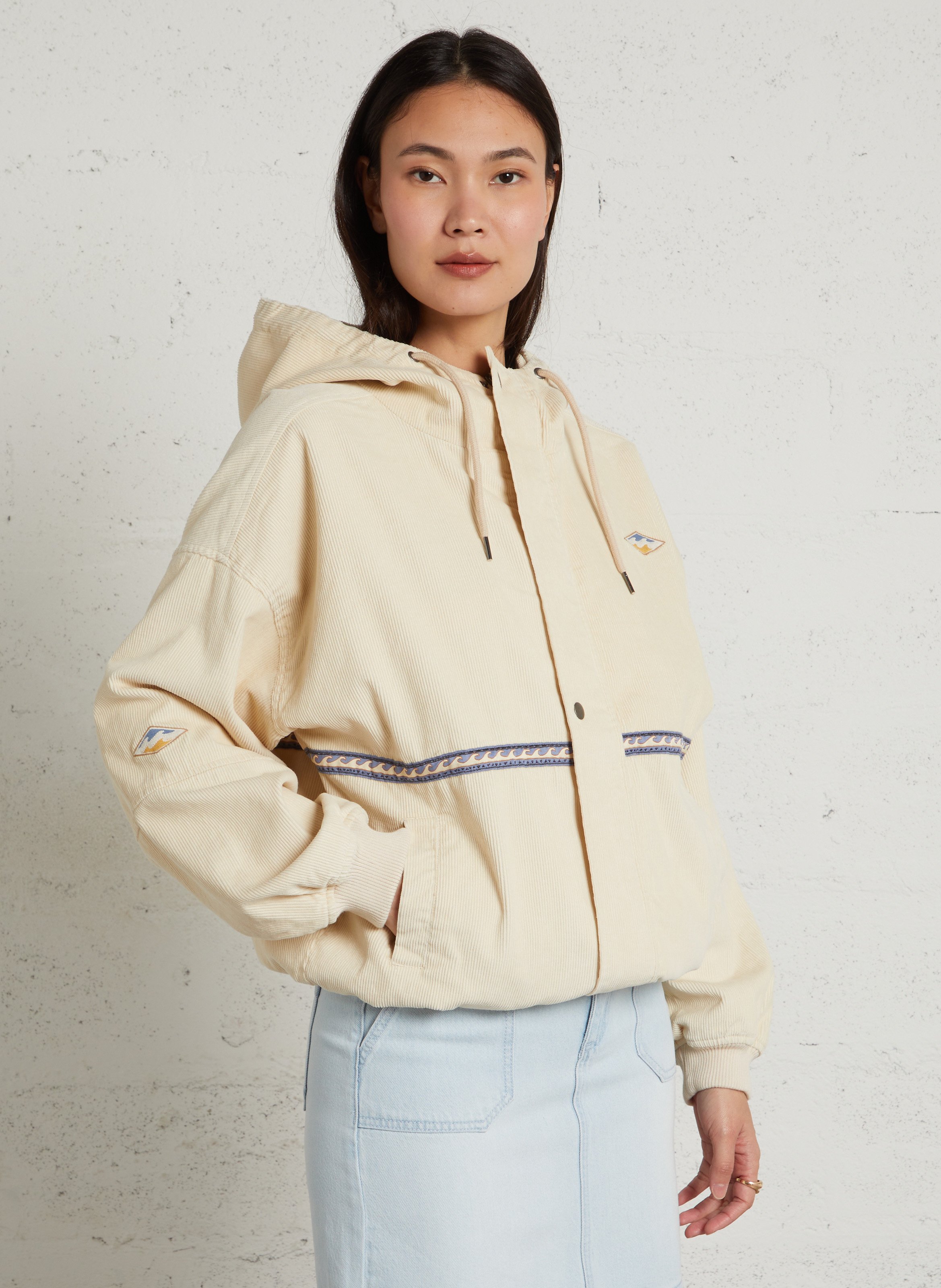 High-neck cotton jacket BILLABONG White