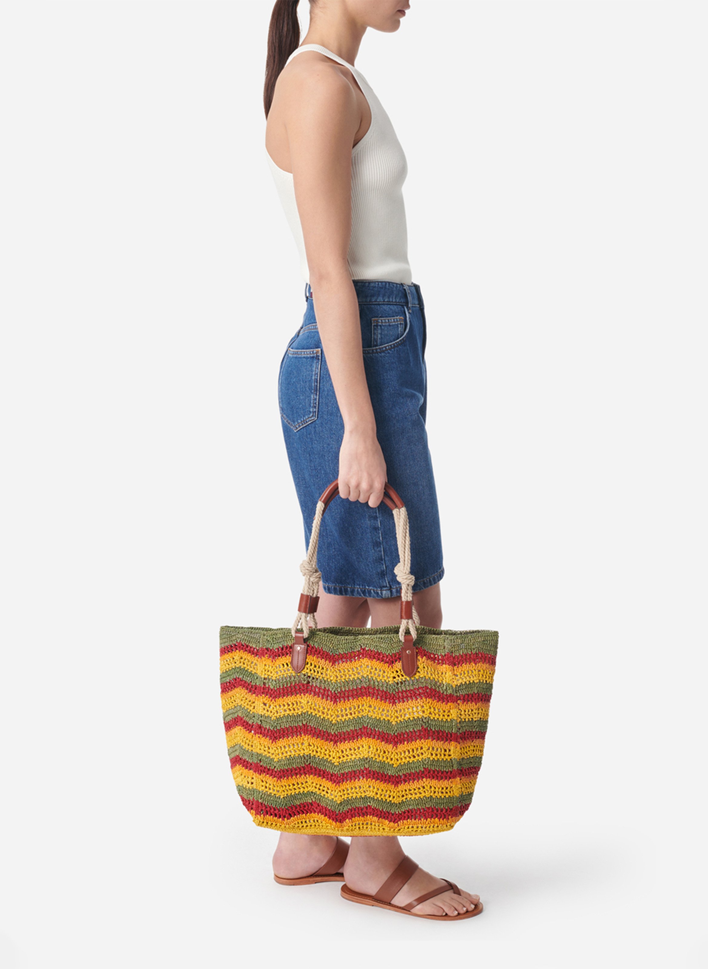 Sac porté épaule en raphia VANESSA BRUNO Multicolore