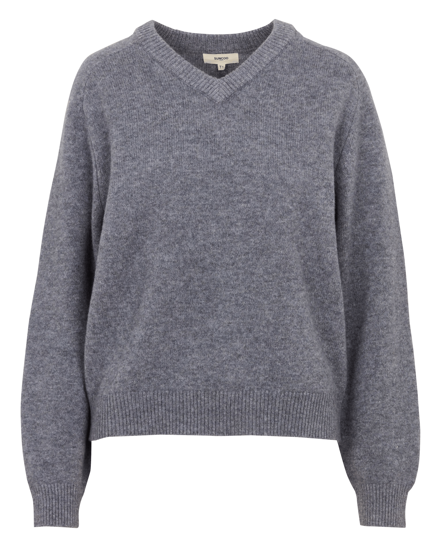 Recycled wool V-neck sweater SUNCOO Grey