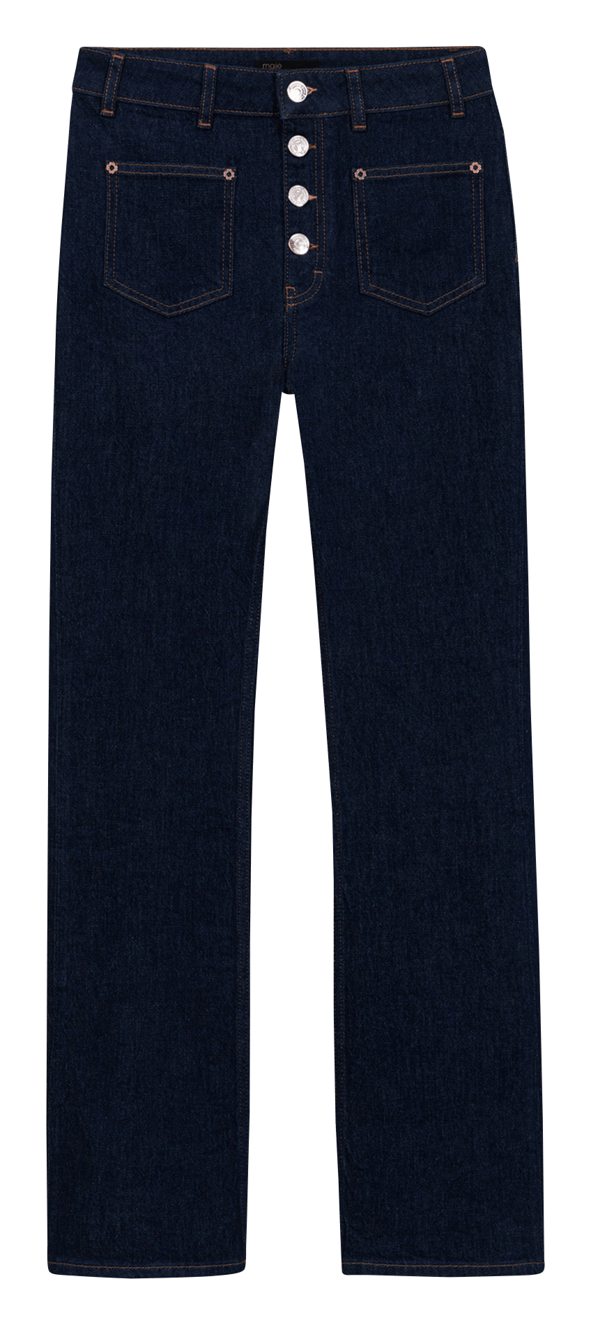 Jean taille haute boutonné brut MAJE Bleu