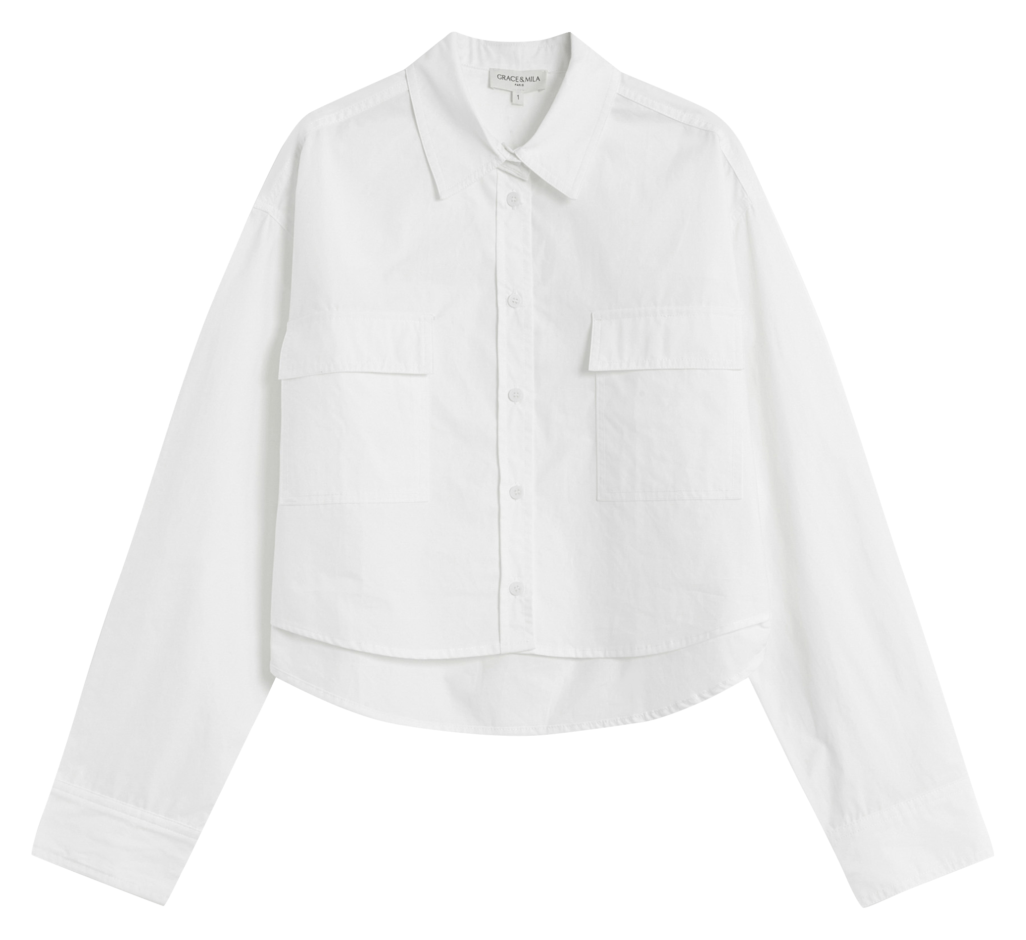 Chemise oversize col classique en coton GRACE ET MILA Blanc
