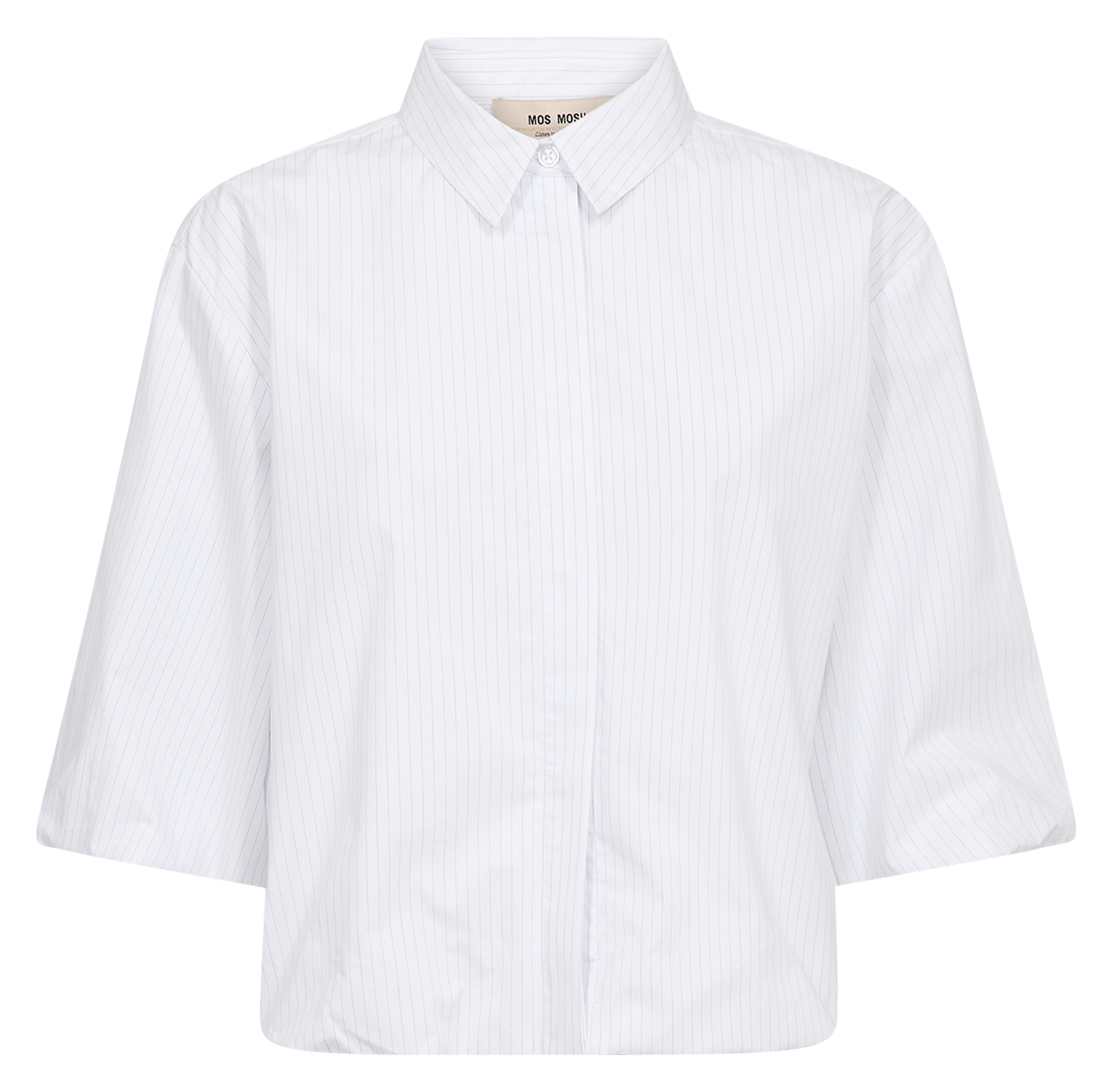 Straight classic collar shirt in striped organic cotton MOS MOSH White