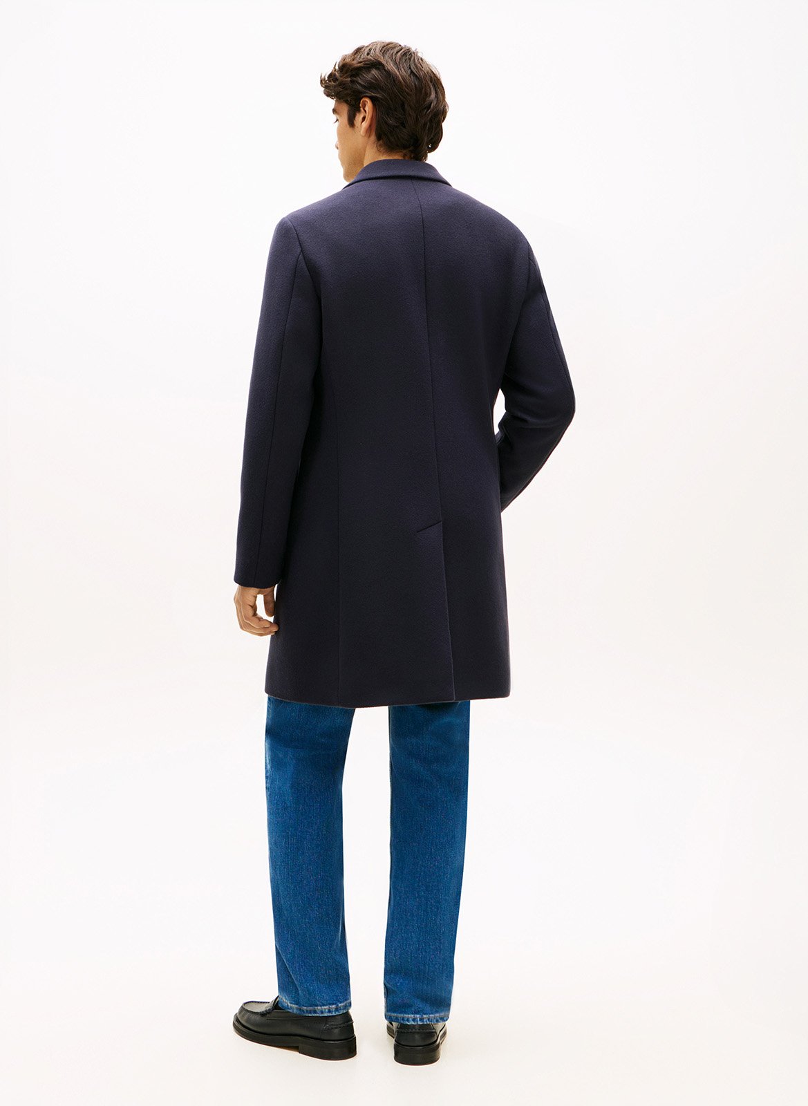 Manteau col tailleur en laine mélangée TOMMY HILFIGER Bleu
