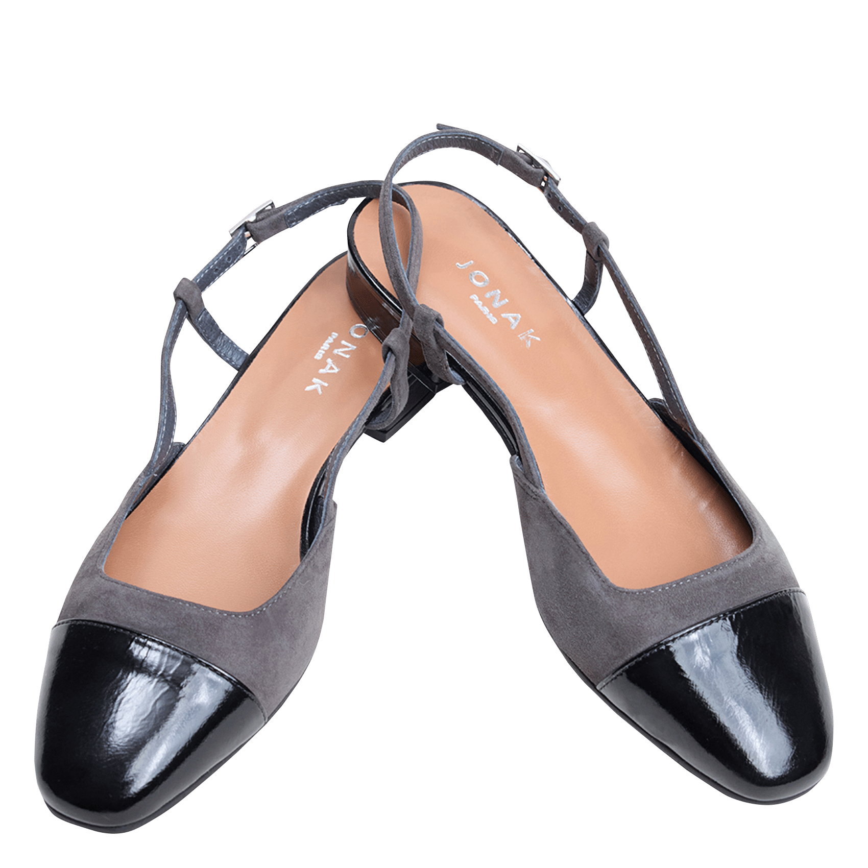 Two-tone leather ballerina flats JONAK Grey