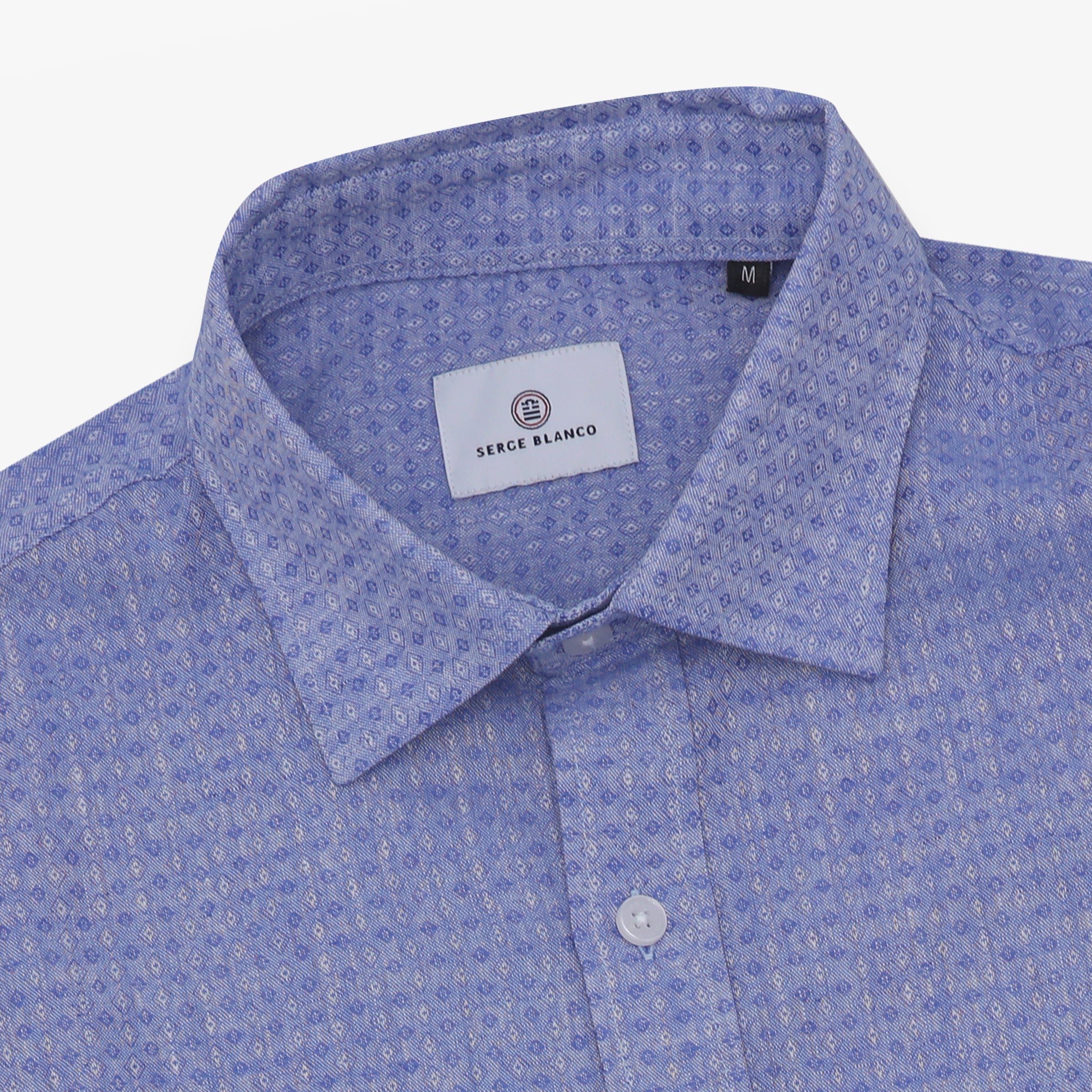 Chemise manches longues en coton avec motifs losange SERGE BLANCO Bleu
