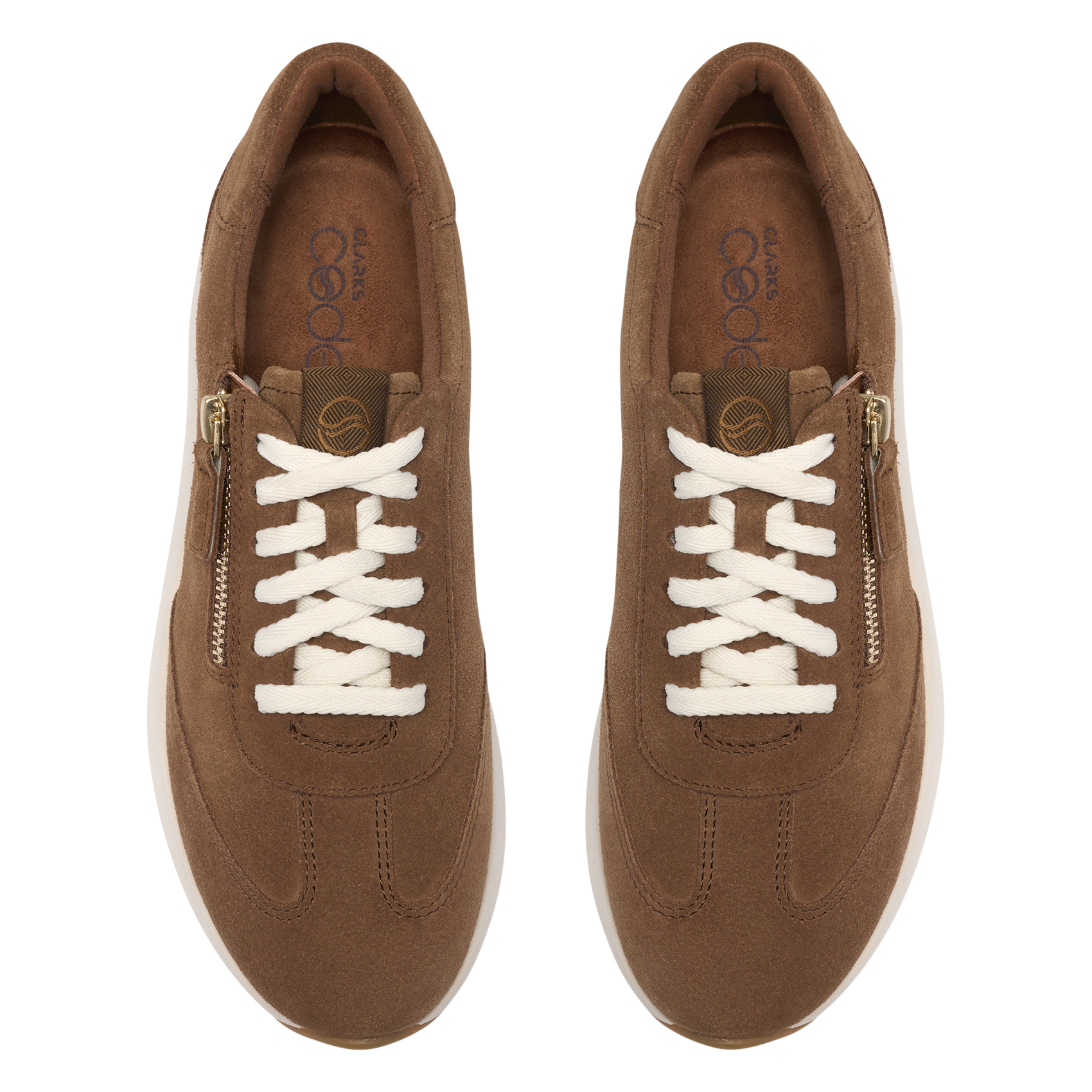 Low-top leather flatform sneakers CLARKS Brown