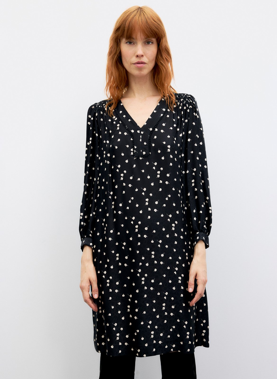 Robe fluide col v imprimée GERARD DAREL Noir