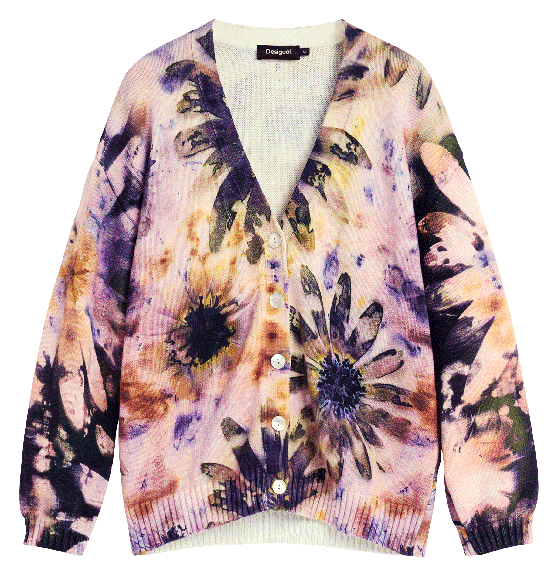 Weiter Pullover mit V-Ausschnitt und Muster DESIGUAL Rot