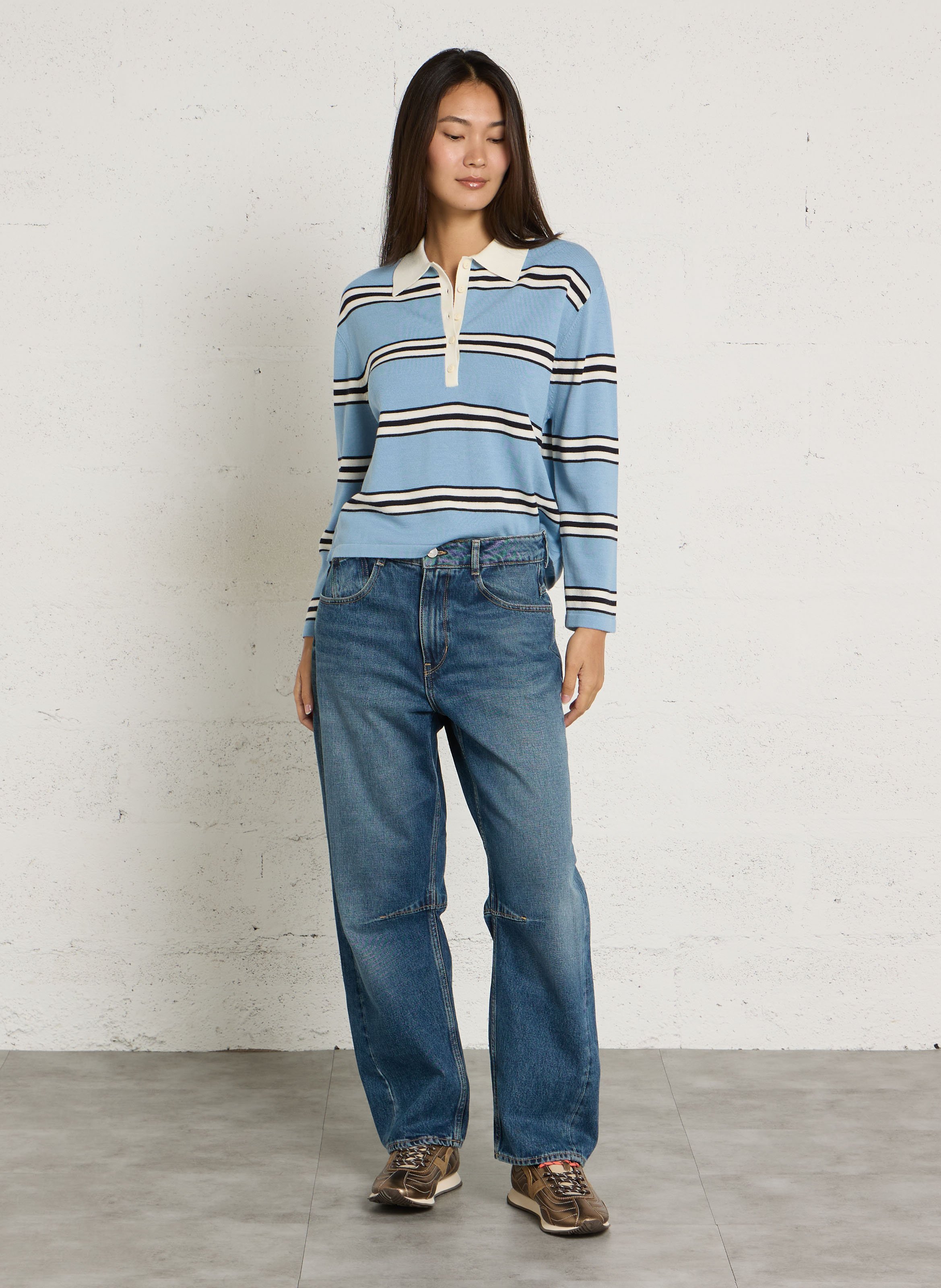 Wool sweater with polo collar THE TINY BIG SISTER Blue