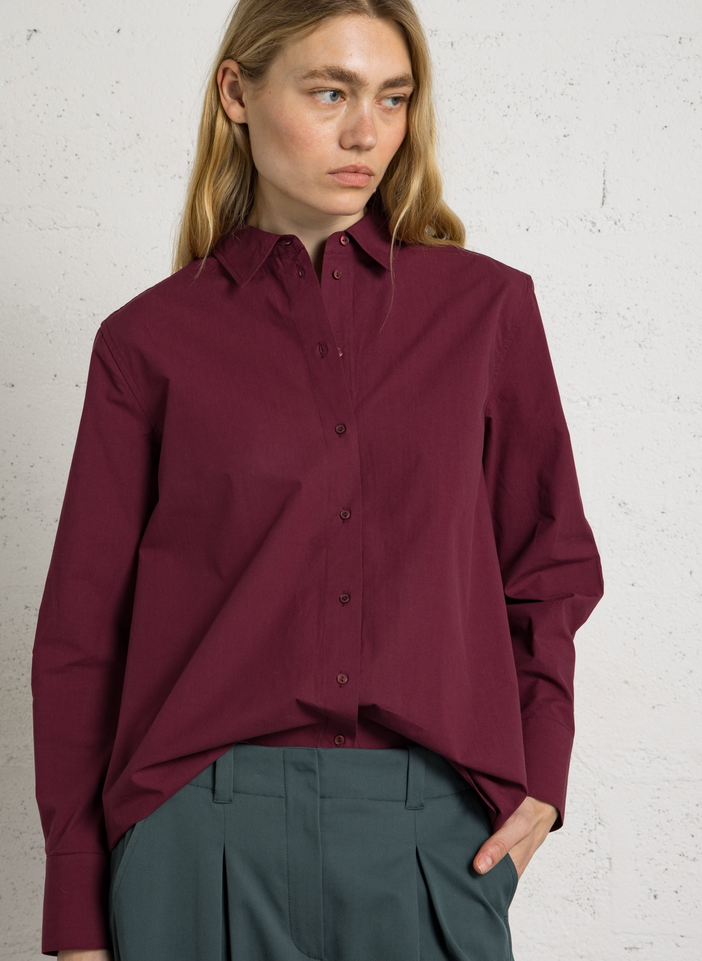 Chemise droite en coton SUD EXPRESS Rouge