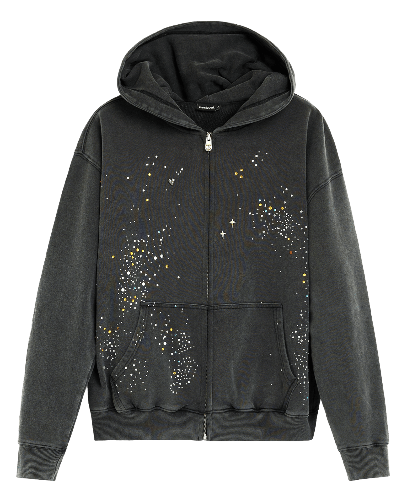 Sweat ample à capuche avec strass DESIGUAL Noir
