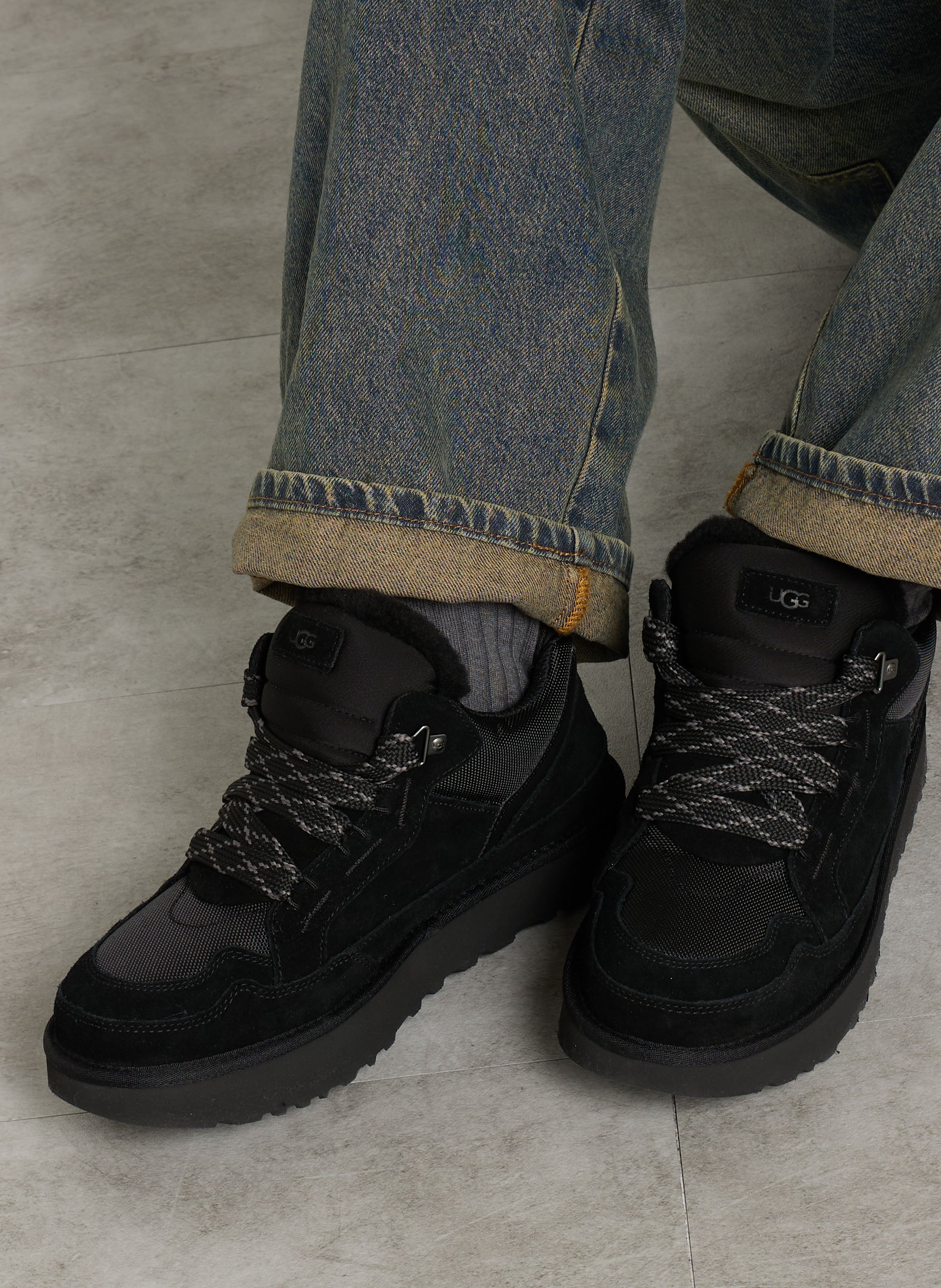 High-top mixed leather sneakers UGG Black
