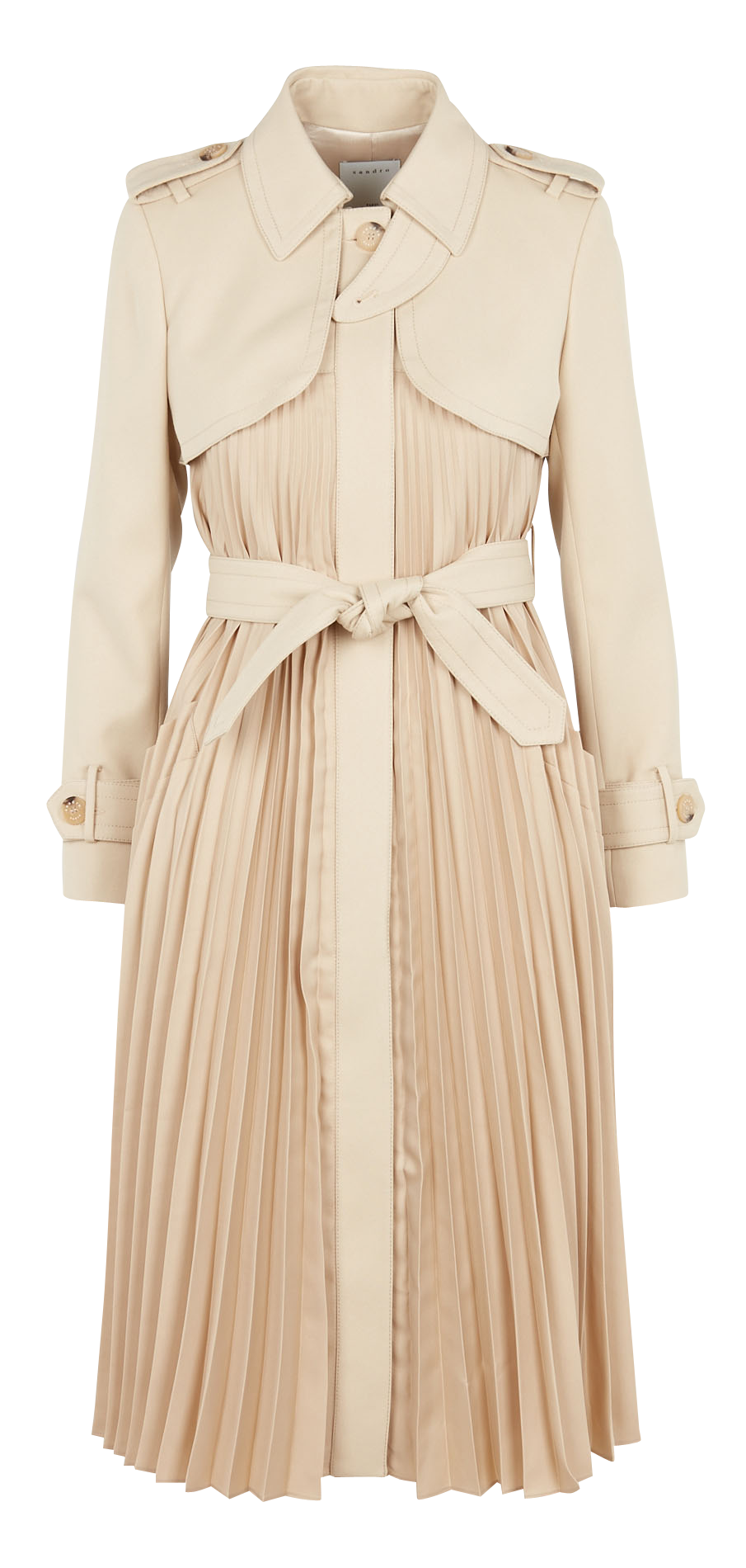Trench midi plissé SANDRO Beige