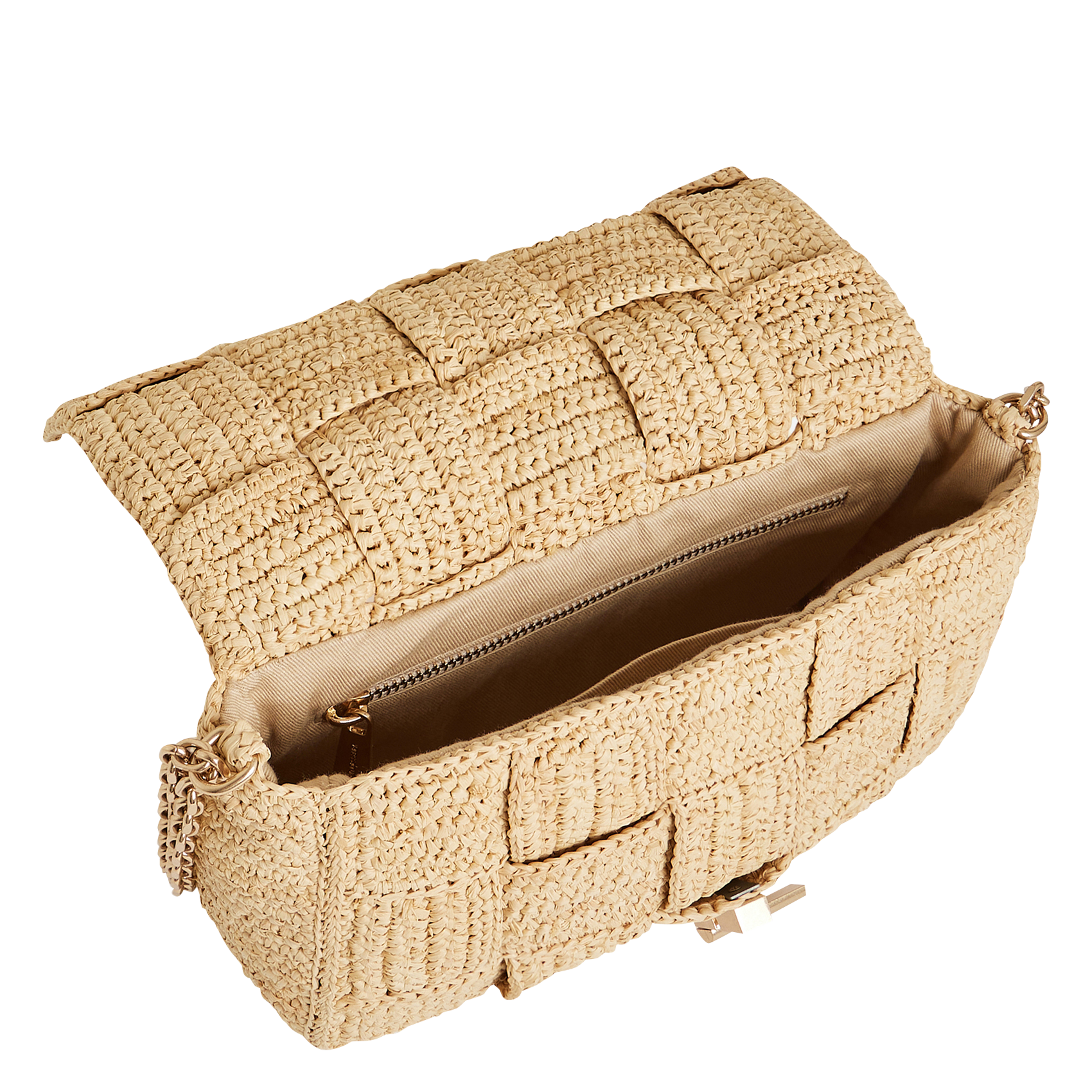 Sac bandoulière en raphia Beige