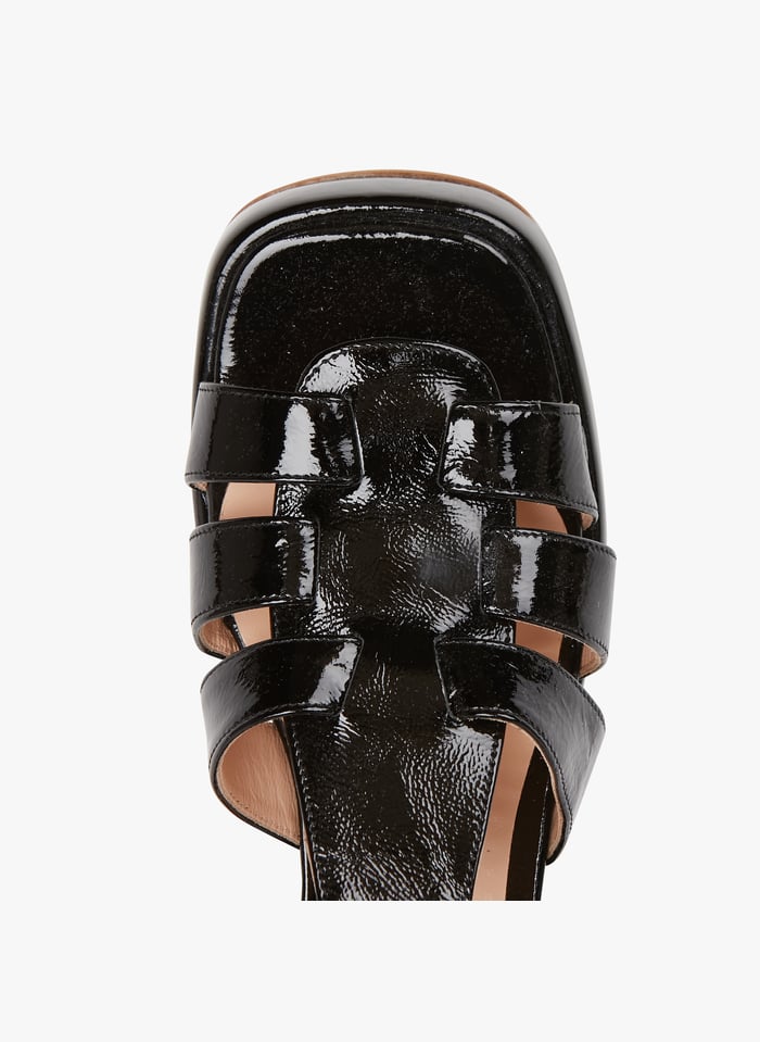 Sandales Talon En Cuir Verni Eden Noir Mellow Yellow Femme