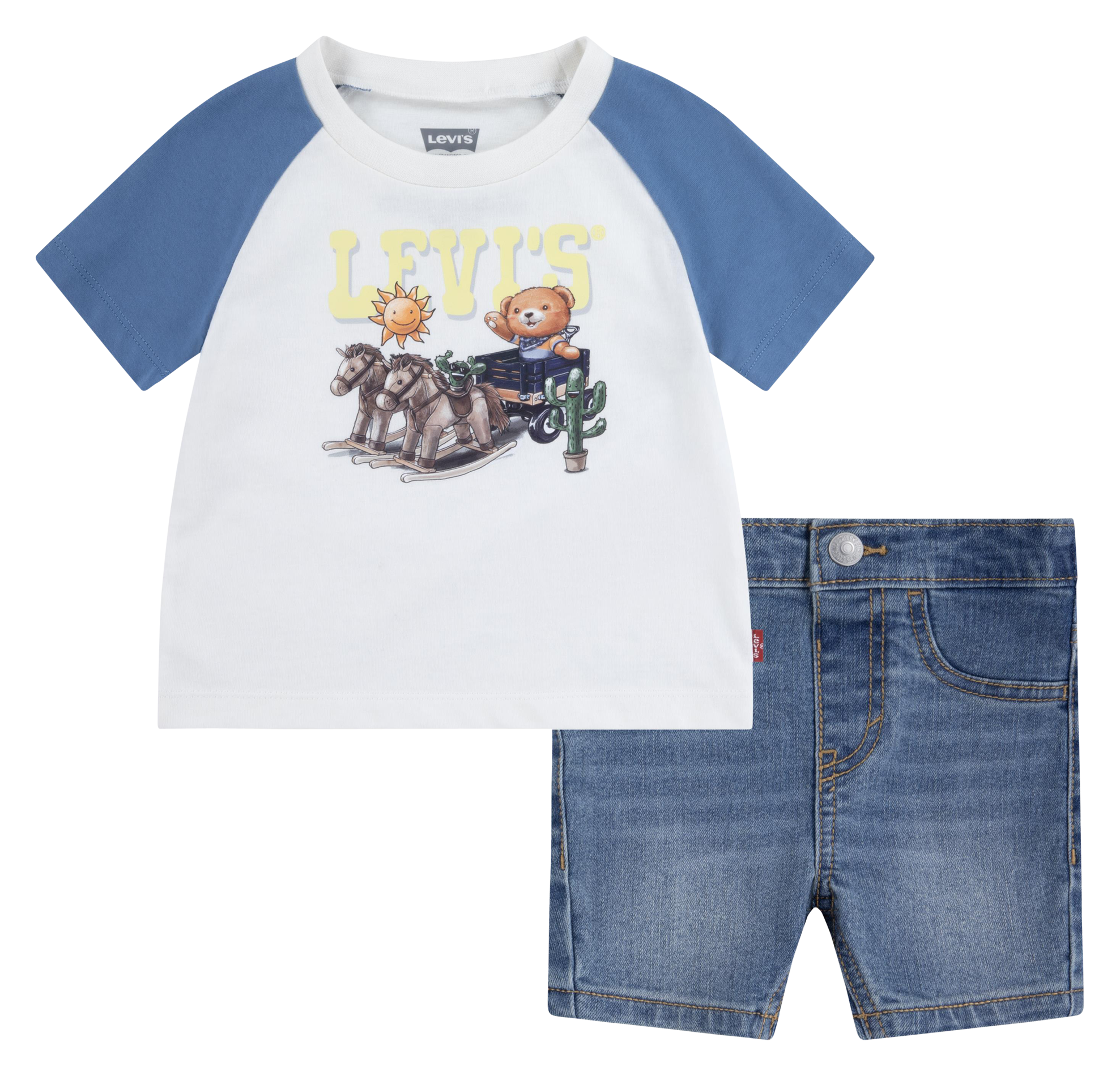Ensemble bermuda et tee-shirt en coton mélangé LEVI'S KIDS Blanc