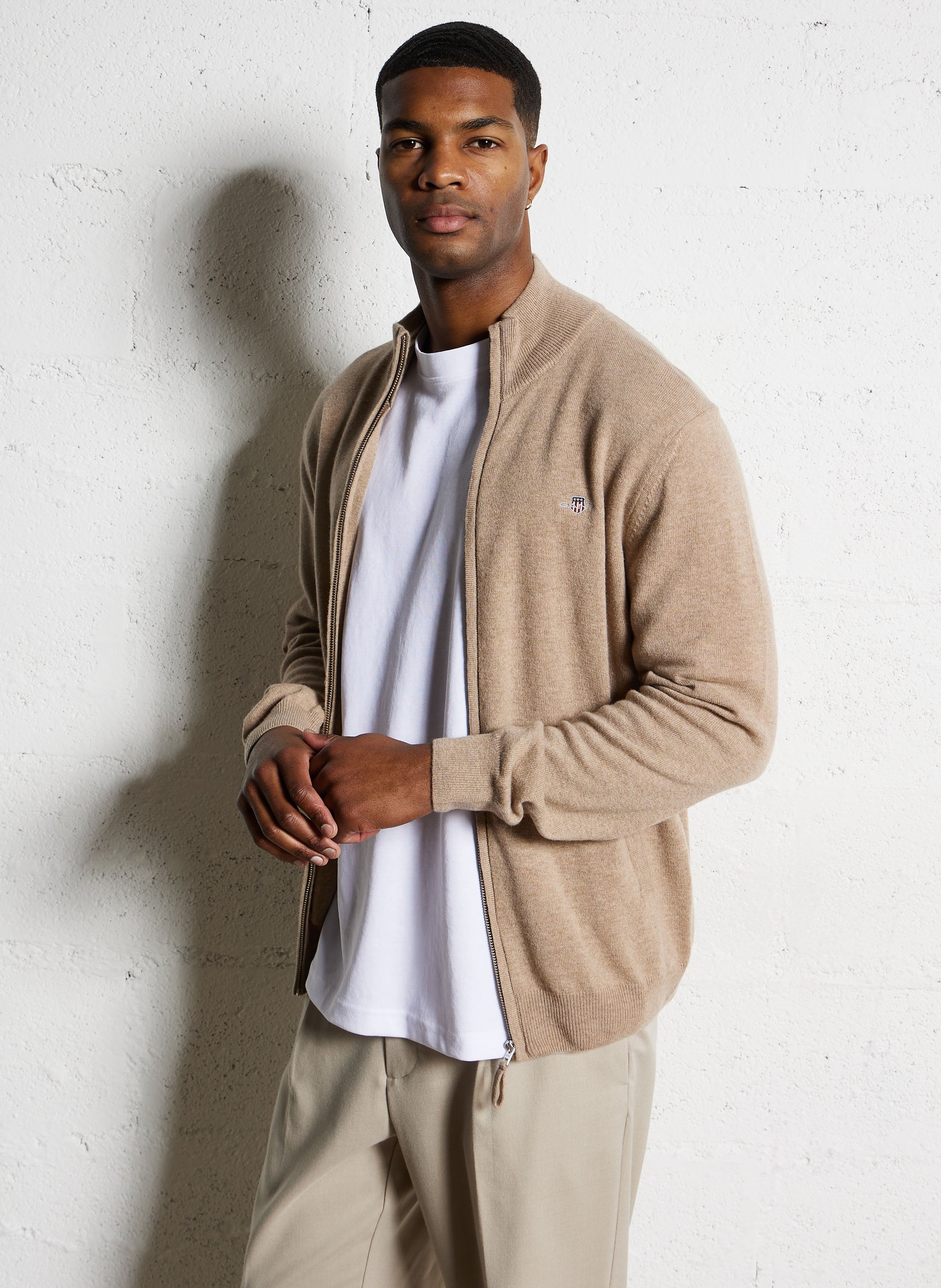 High-neck zipped sweater GANT Beige