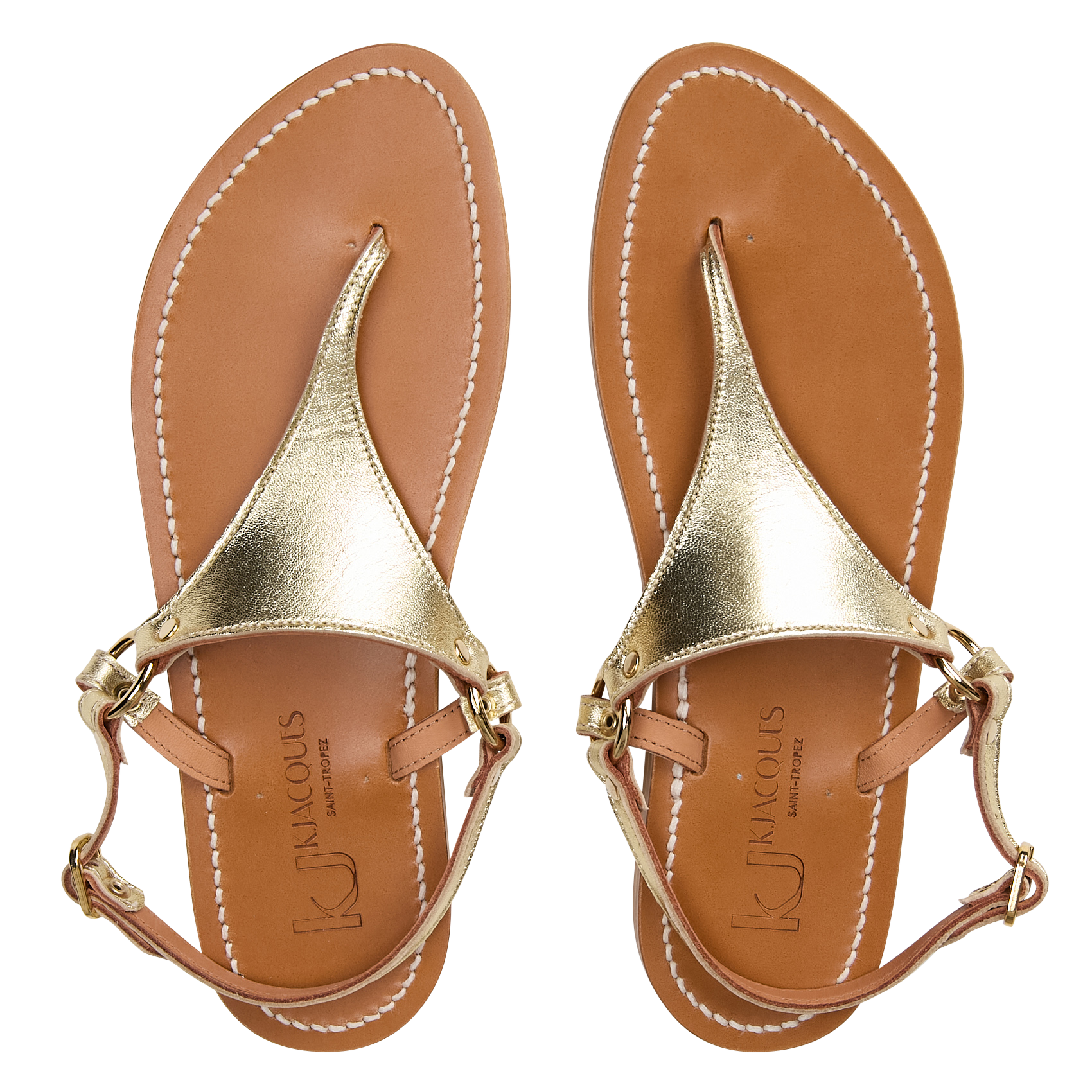 Aouda flat leather sandals K JACQUES Golden