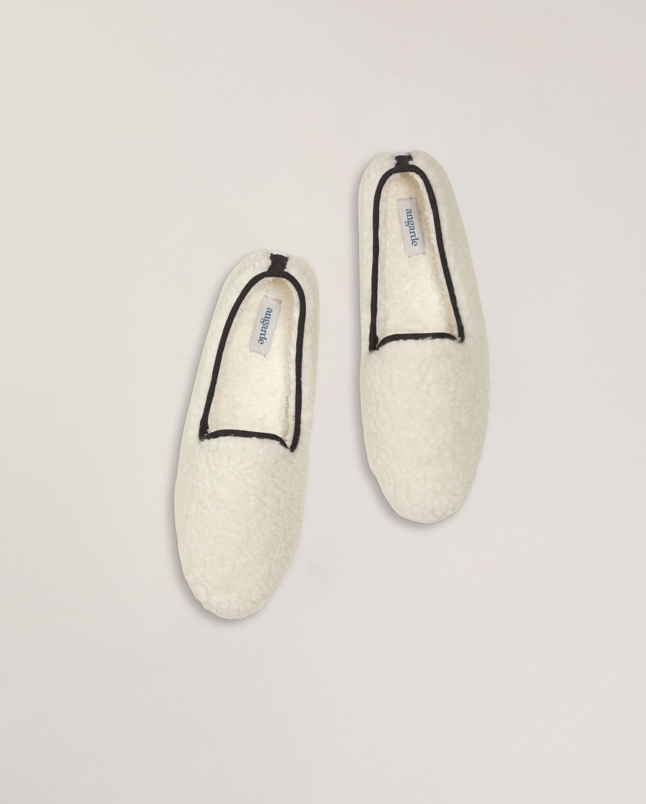 Men's wool bouclé slipper, white black ANGARDE White