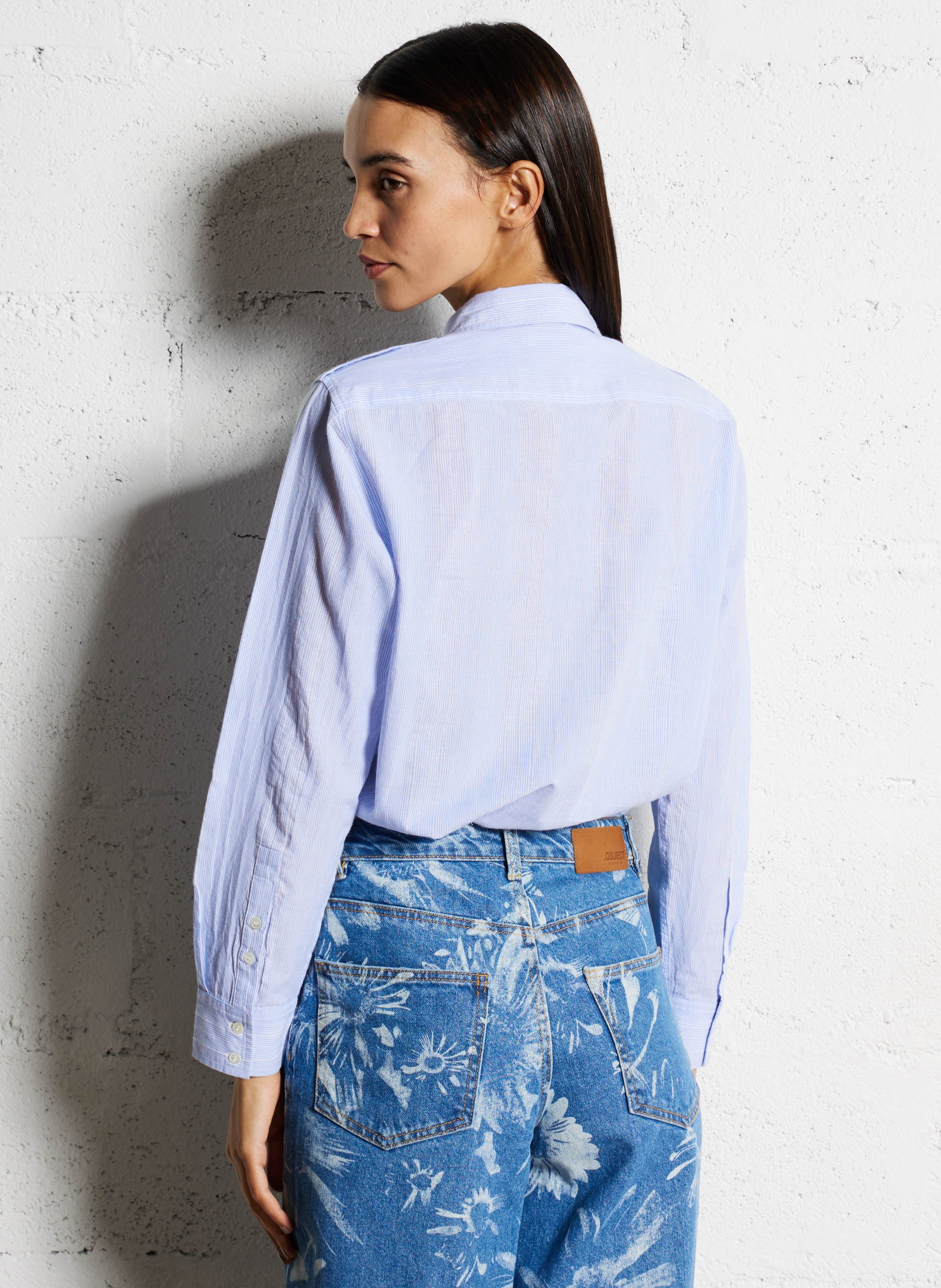 Chemise droite col classique en coton BA&SH Bleu