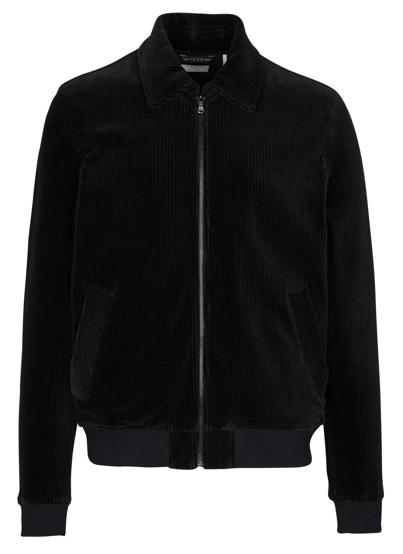 Straight ribbed cotton blend jacket IKKS Black