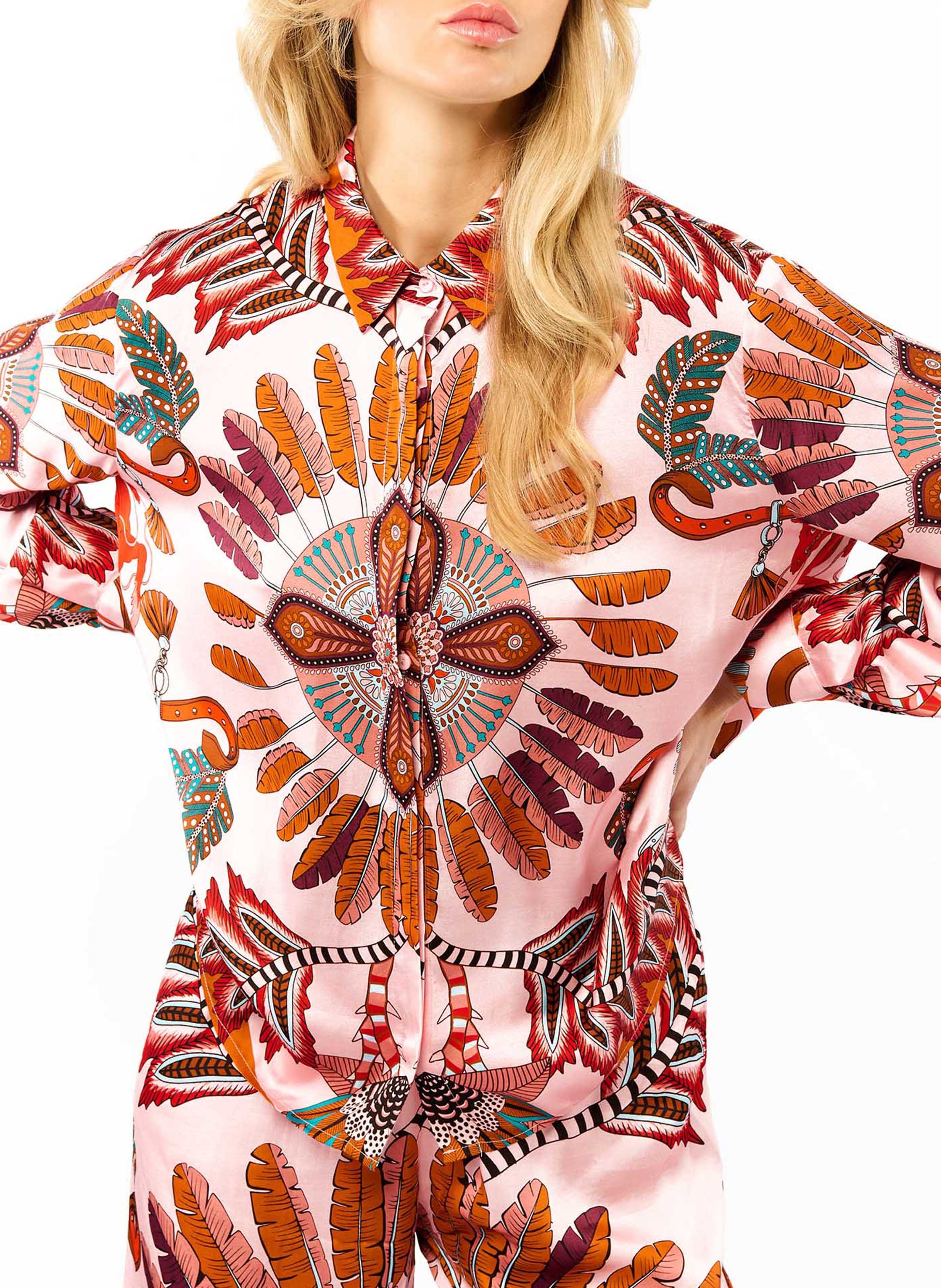 Straight printed shirt with classic collar WILD