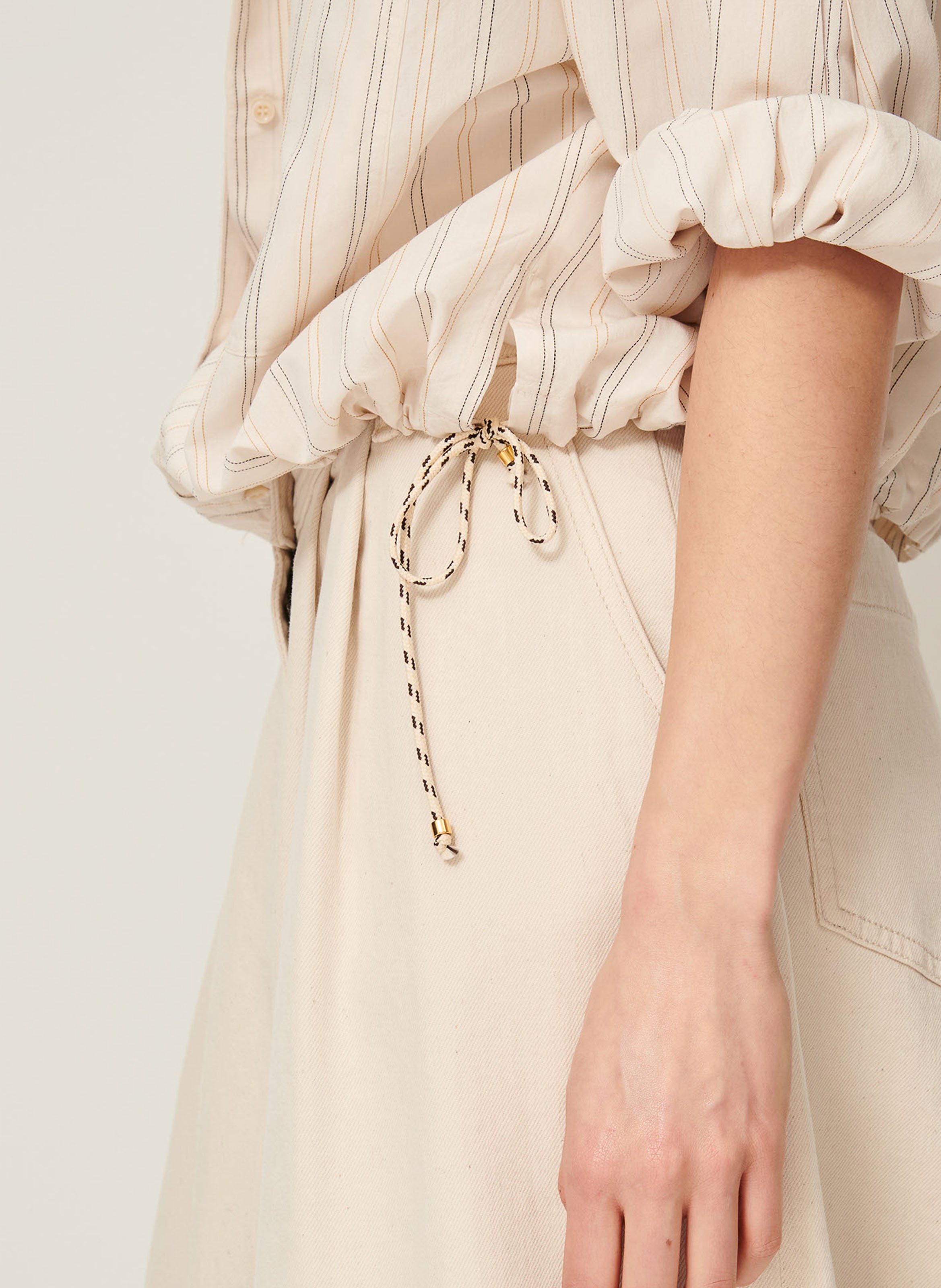 Chemise à rayures col rond SESSUN Beige