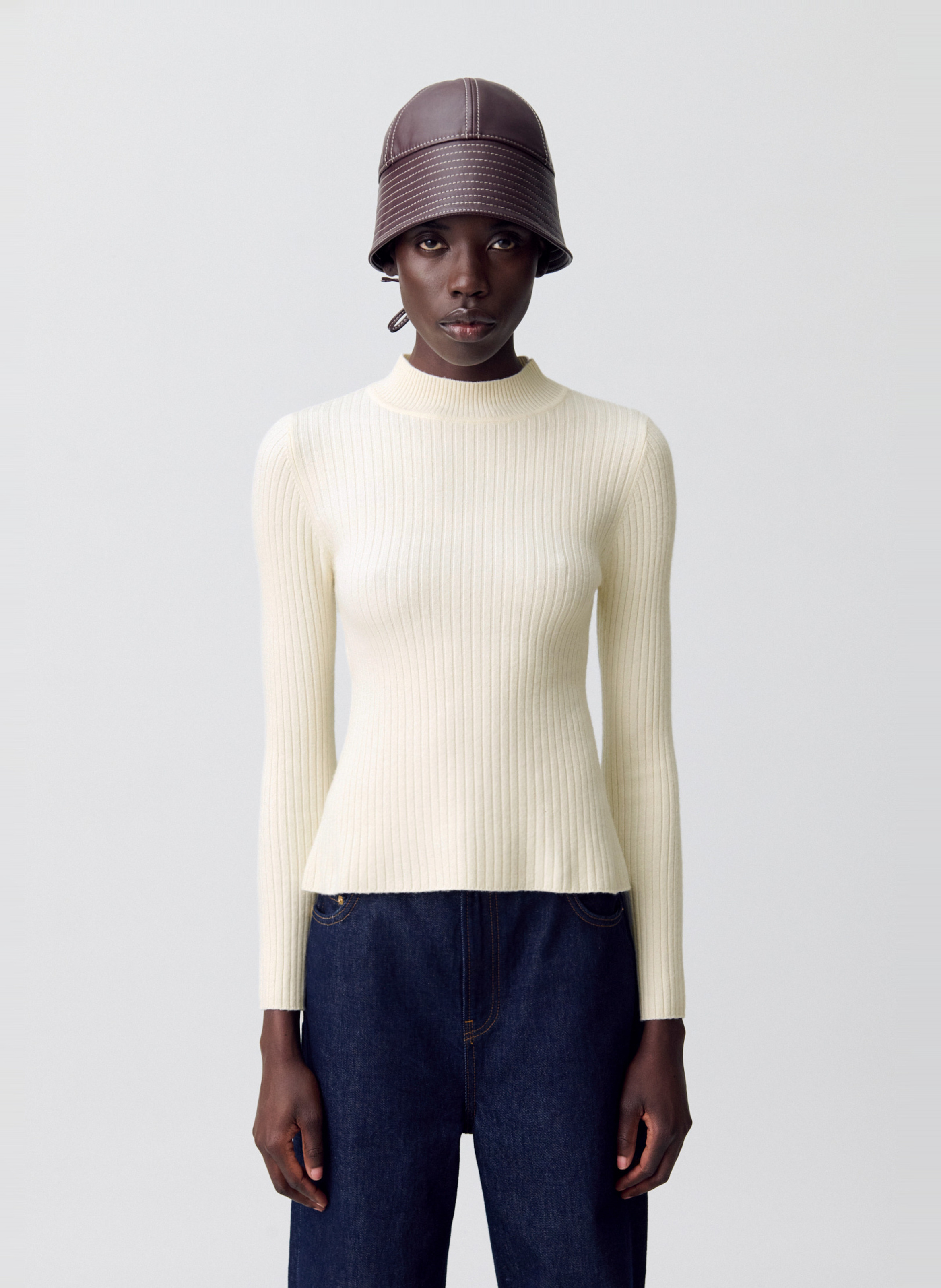 Pull col rond en laine mélangée CLAUDIE PIERLOT Beige