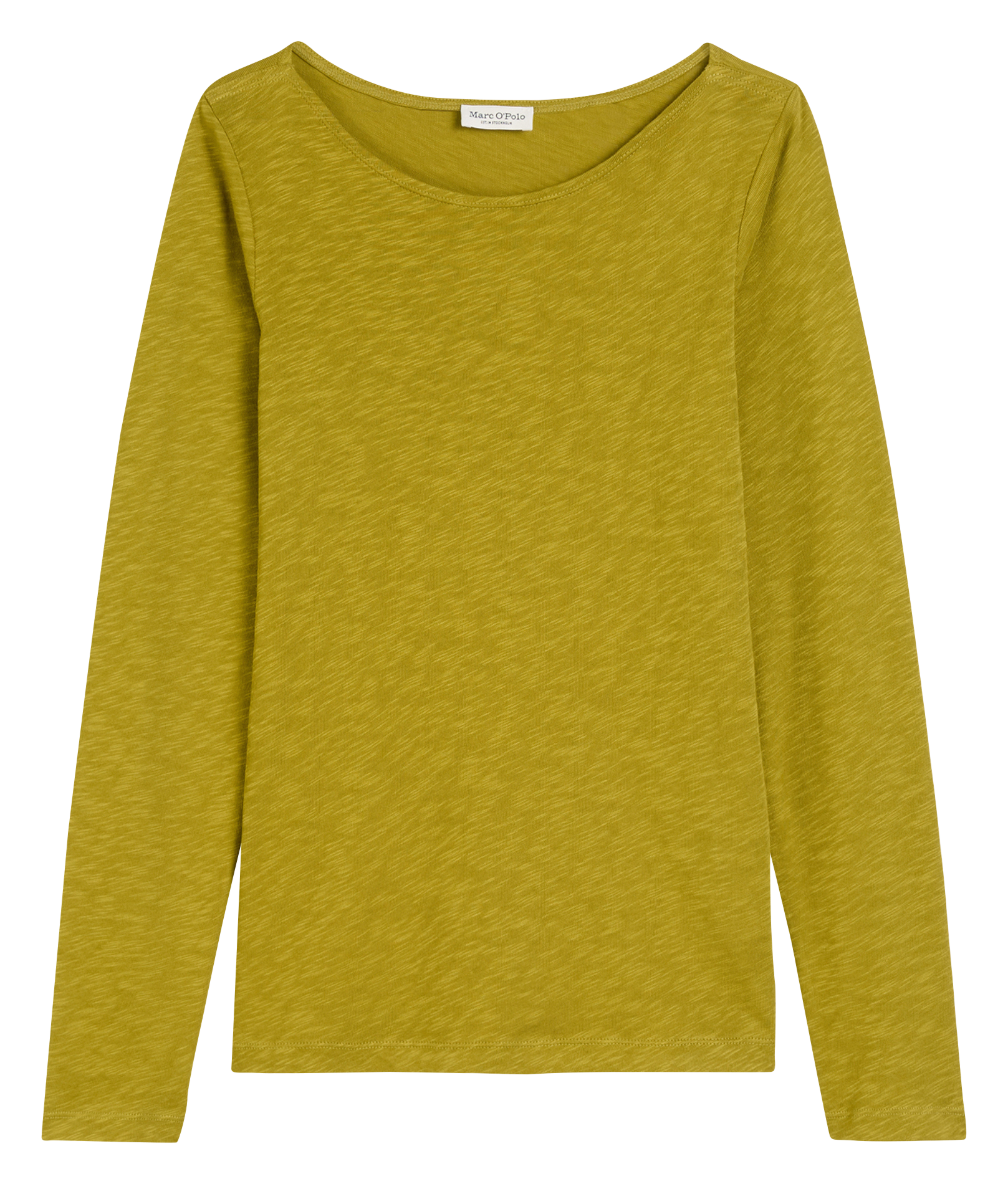 Camiseta de algodón flameado con cuello de barco MARC O'POLO Amarillo