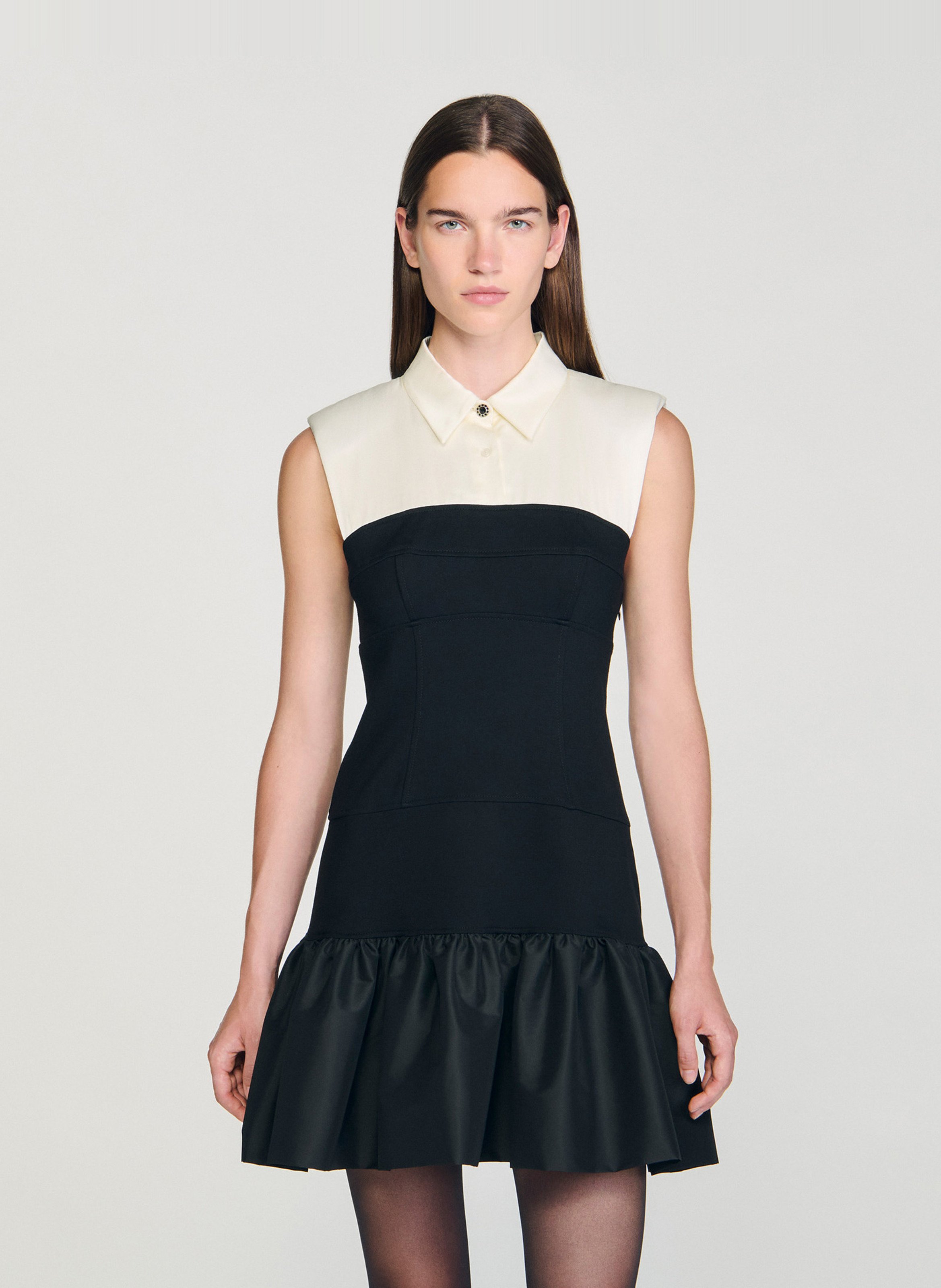 Korte jurk met klassieke kraag SANDRO Wit